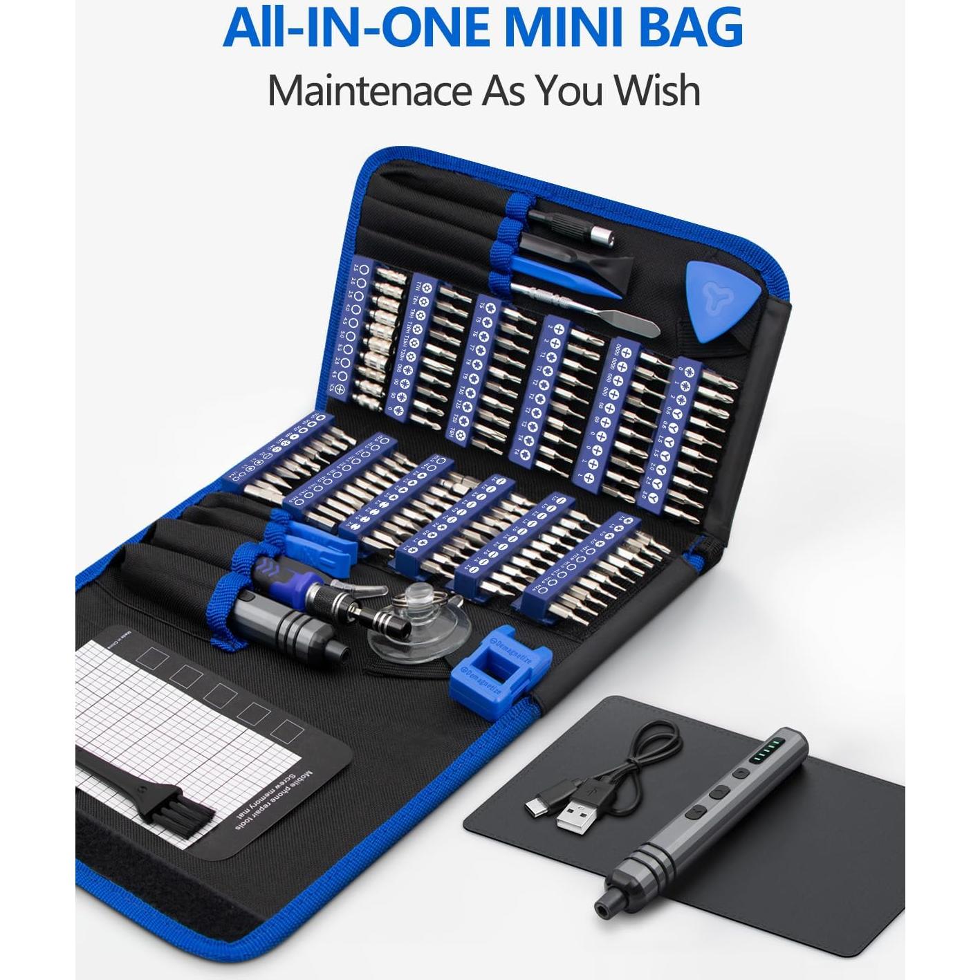 Juego de Destornilladores Eléctricos Mini UnaMela 140 en 1