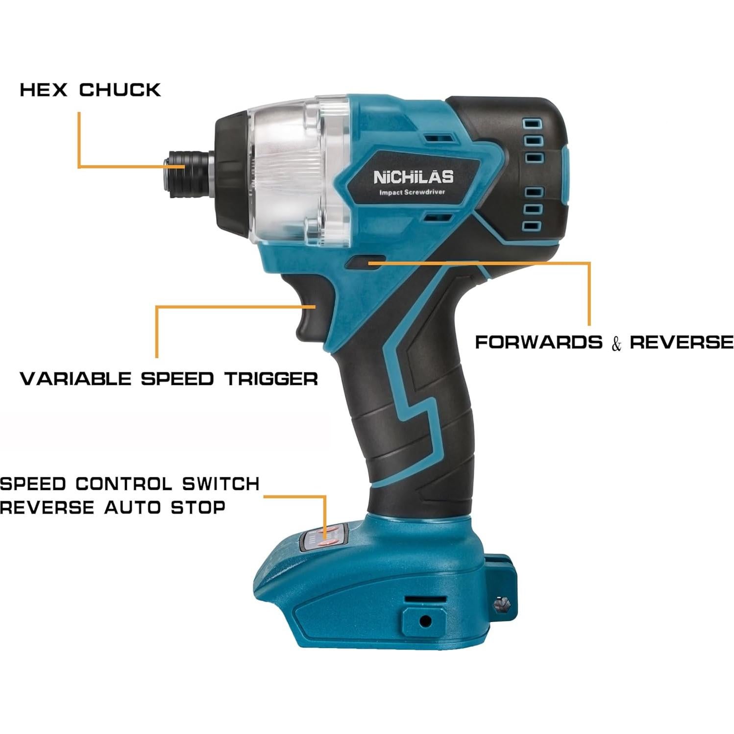 Cordless Impact Driver Compatible with MAKITA 18V BL Series Batteries, Impact Screwdriver Drill with Cordless Design, 420Nm Torque, with Brushless Motor (NO BATTERY)