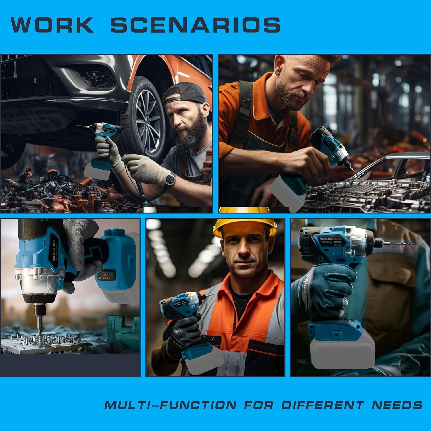 Cordless Impact Driver Compatible with MAKITA 18V BL Series Batteries, Impact Screwdriver Drill with Cordless Design, 420Nm Torque, with Brushless Motor (NO BATTERY)