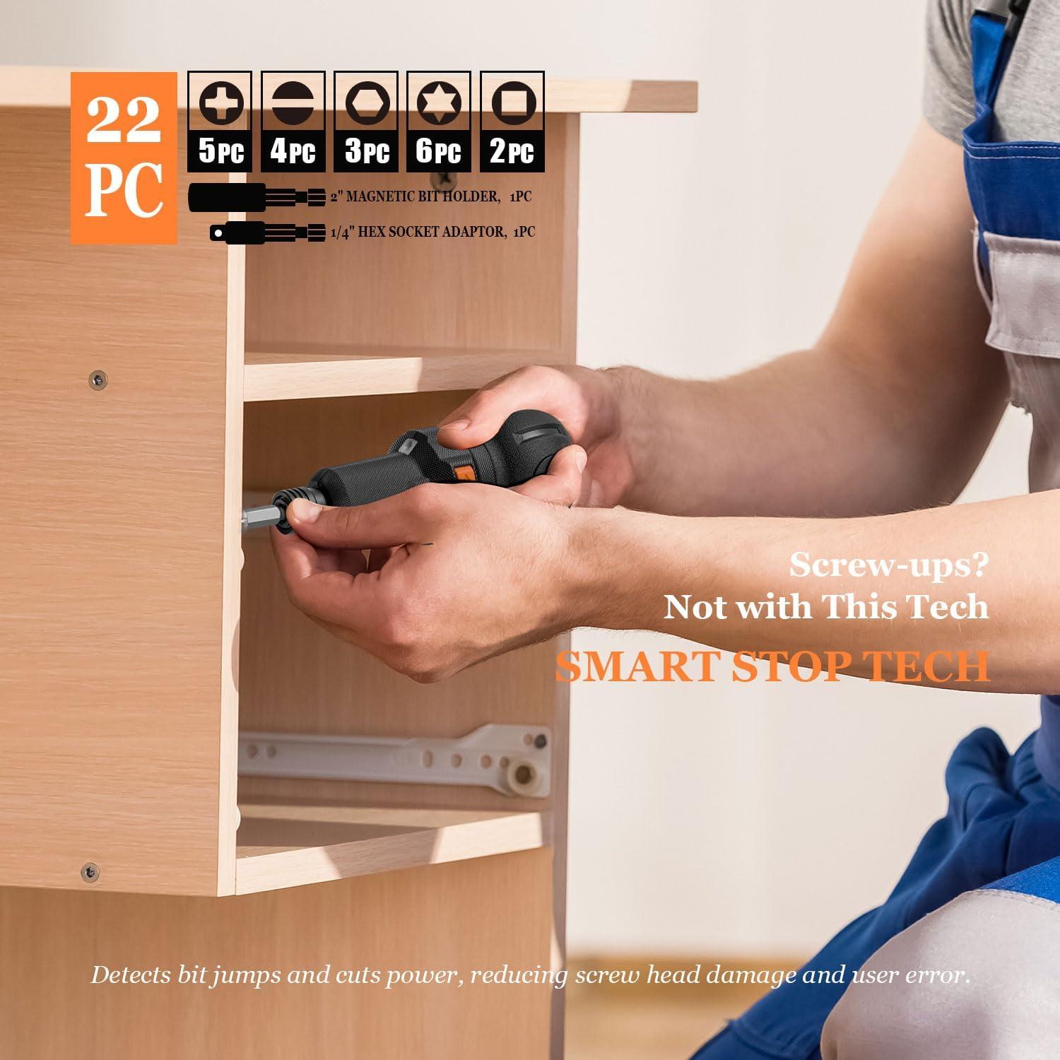 Destornillador Eléctrico 4V Vocforce, 400 RPM, Compacto, 22 Piezas