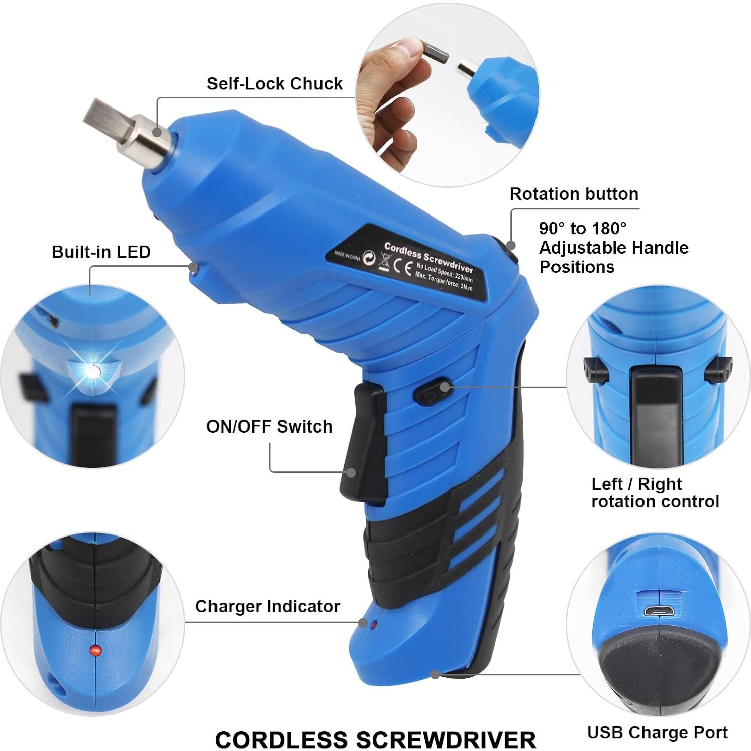 Destornillador Inalámbrico MQFORU 3.6V 47 en 1 con Luz LED