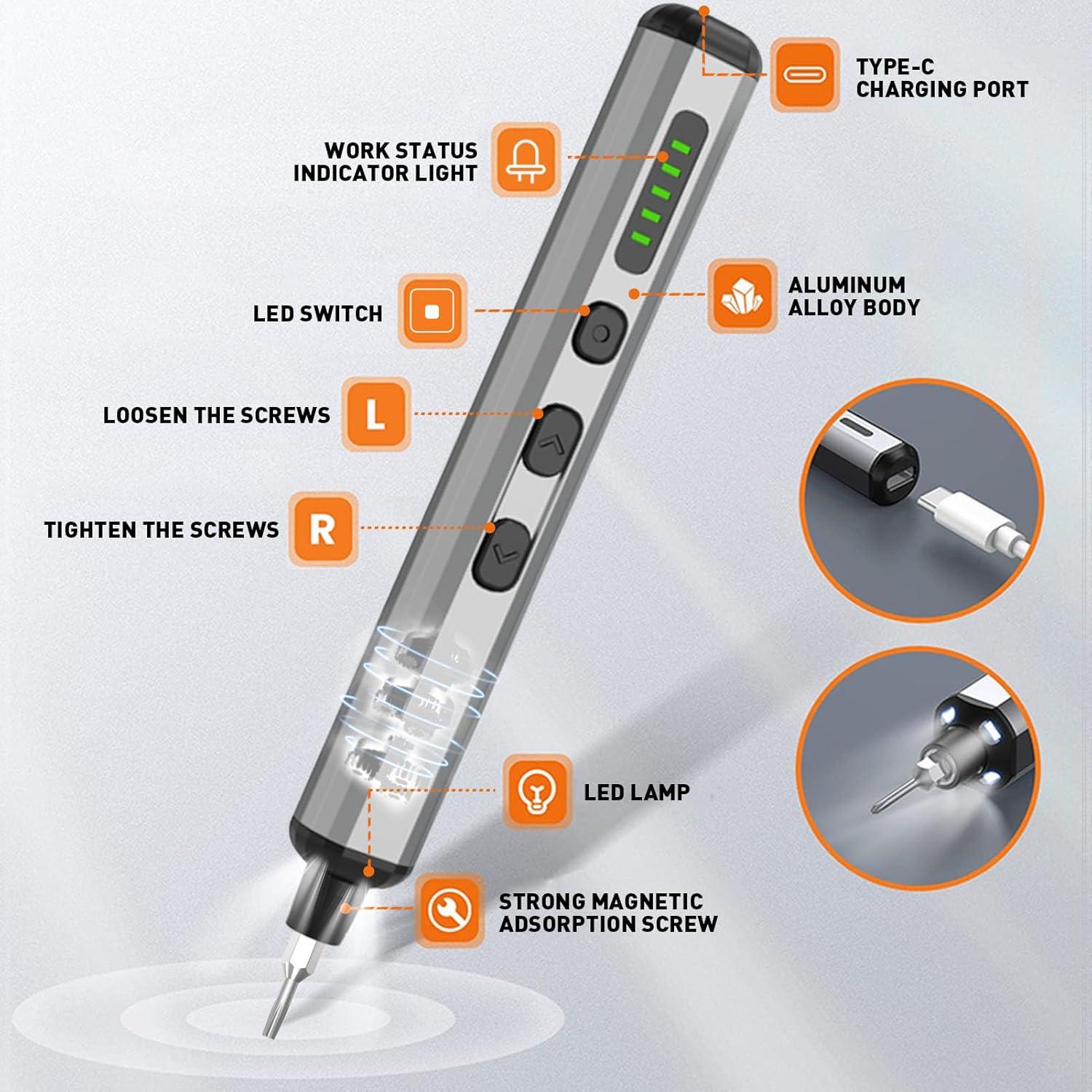 Destornillador Eléctrico Mini Deshine 64 Puntas 200 RPM