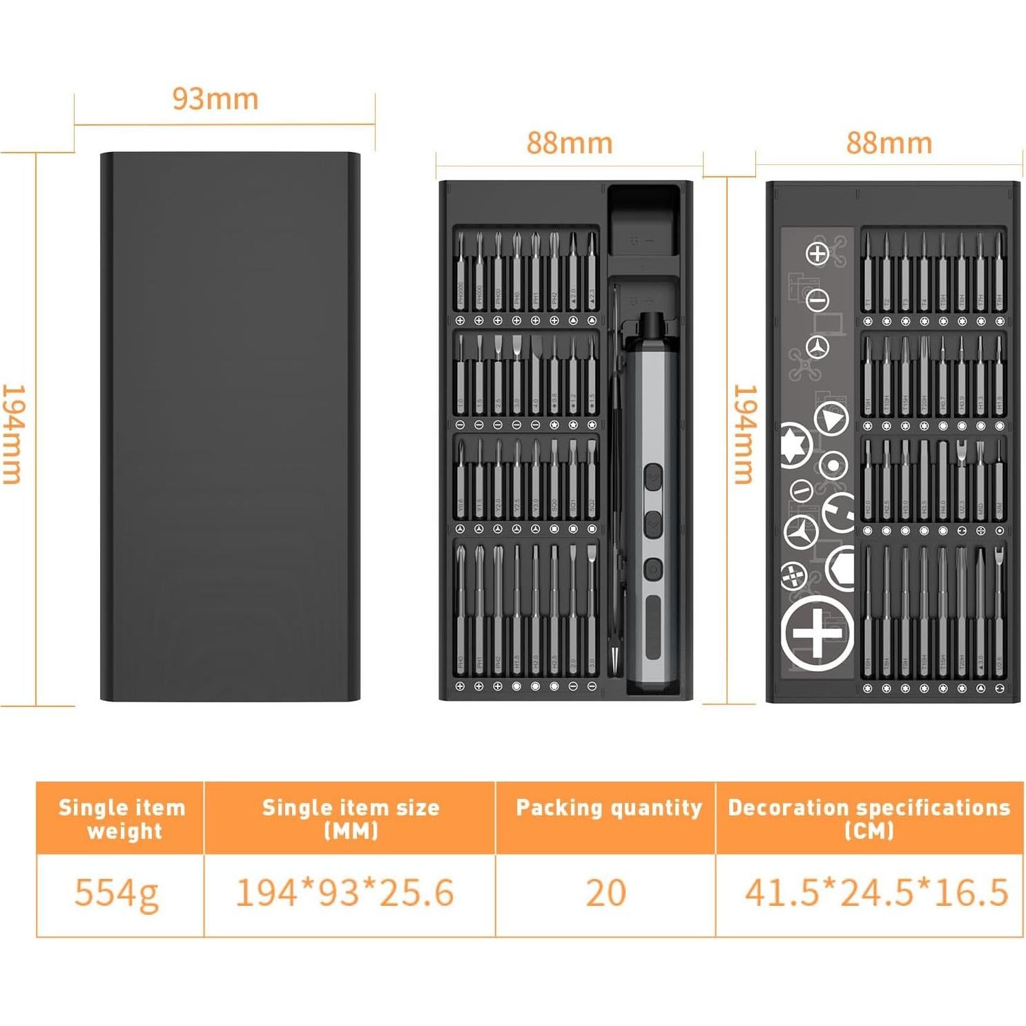 Destornillador Eléctrico Mini Deshine 64 Puntas 200 RPM