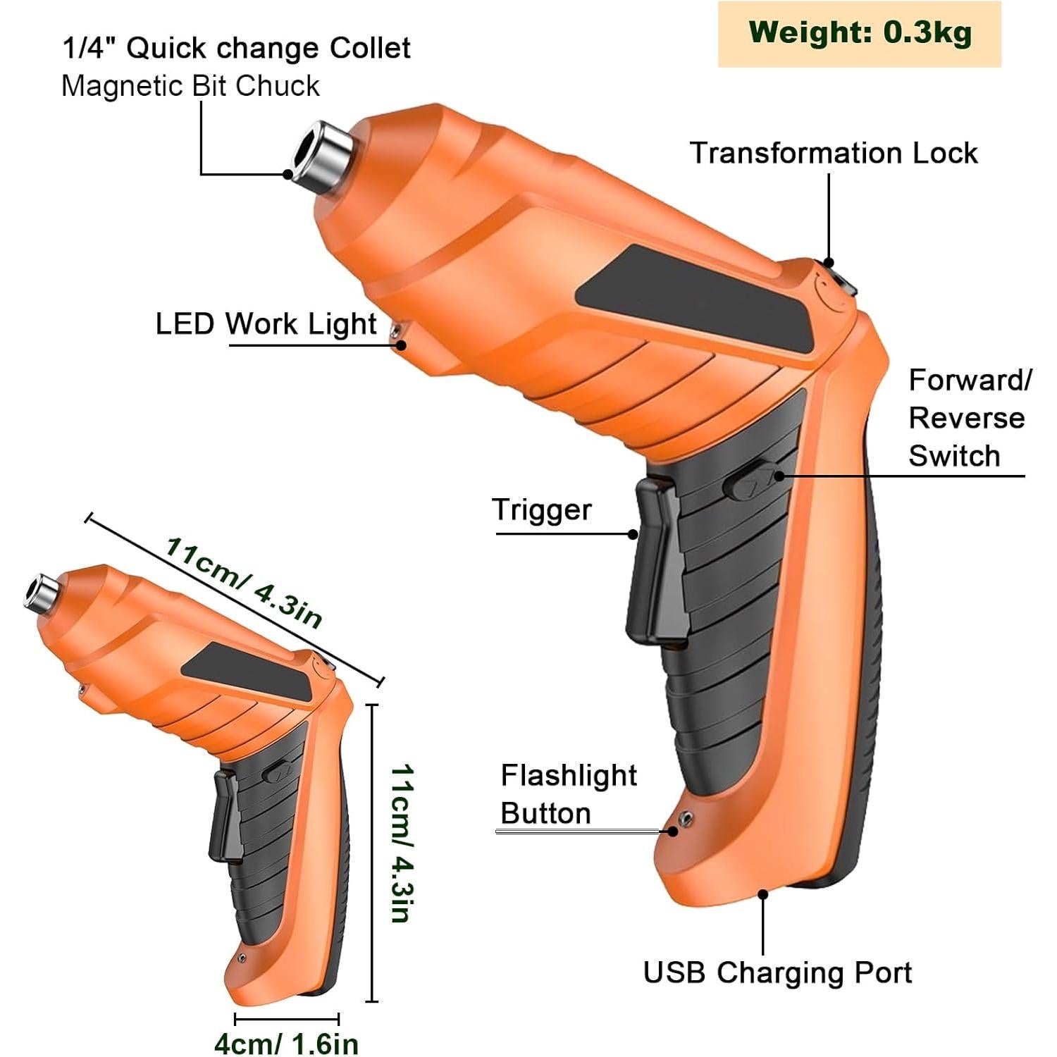 Destornillador Inalámbrico Tsisixia 3.6V 47 Accesorios