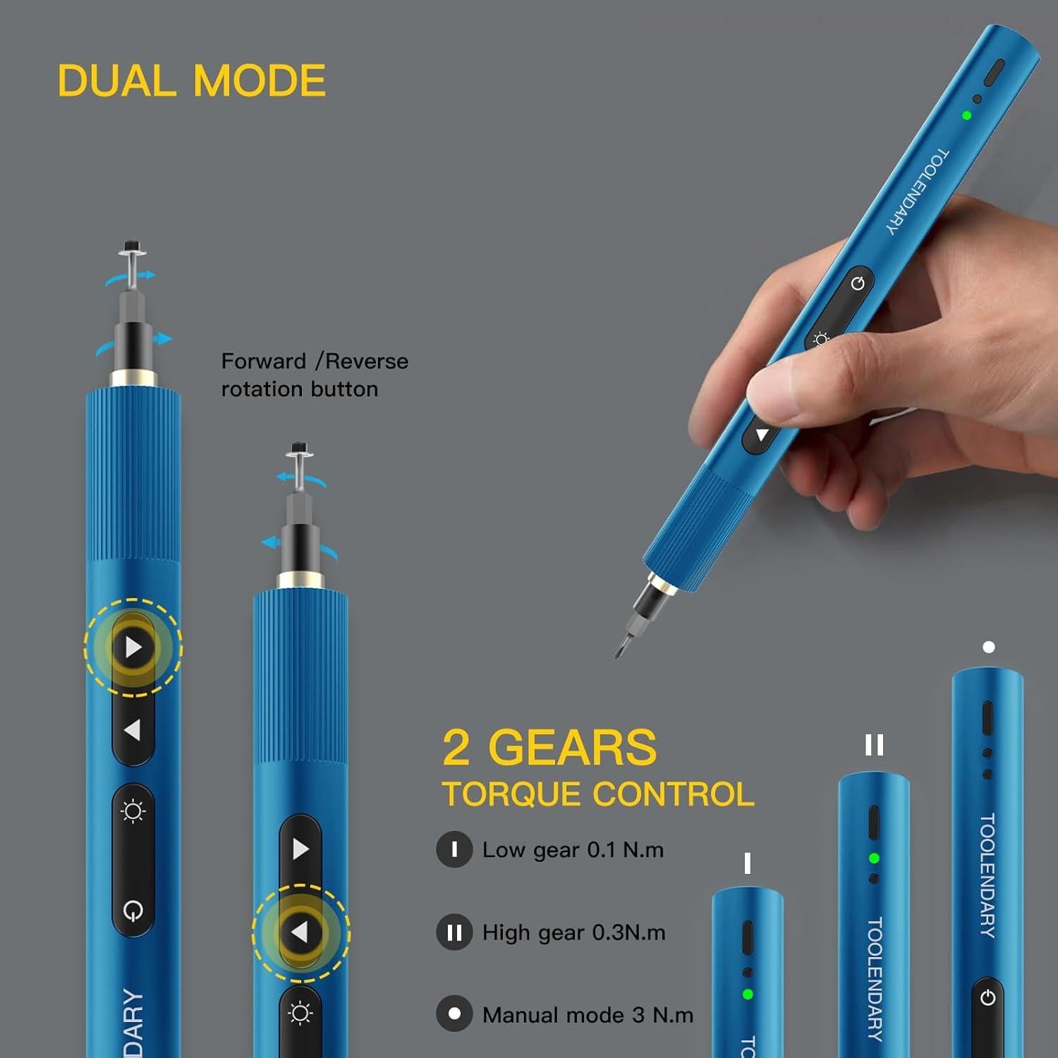 Destornillador Eléctrico Toolendary 55 en 1 Recargable Azul