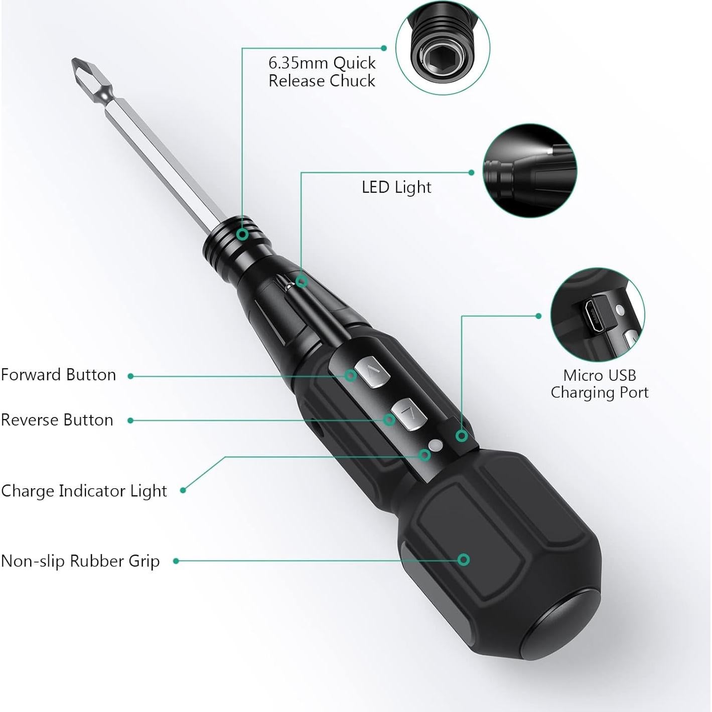 Destornillador Eléctrico ORIA 12 en 1 Recargable con LED
