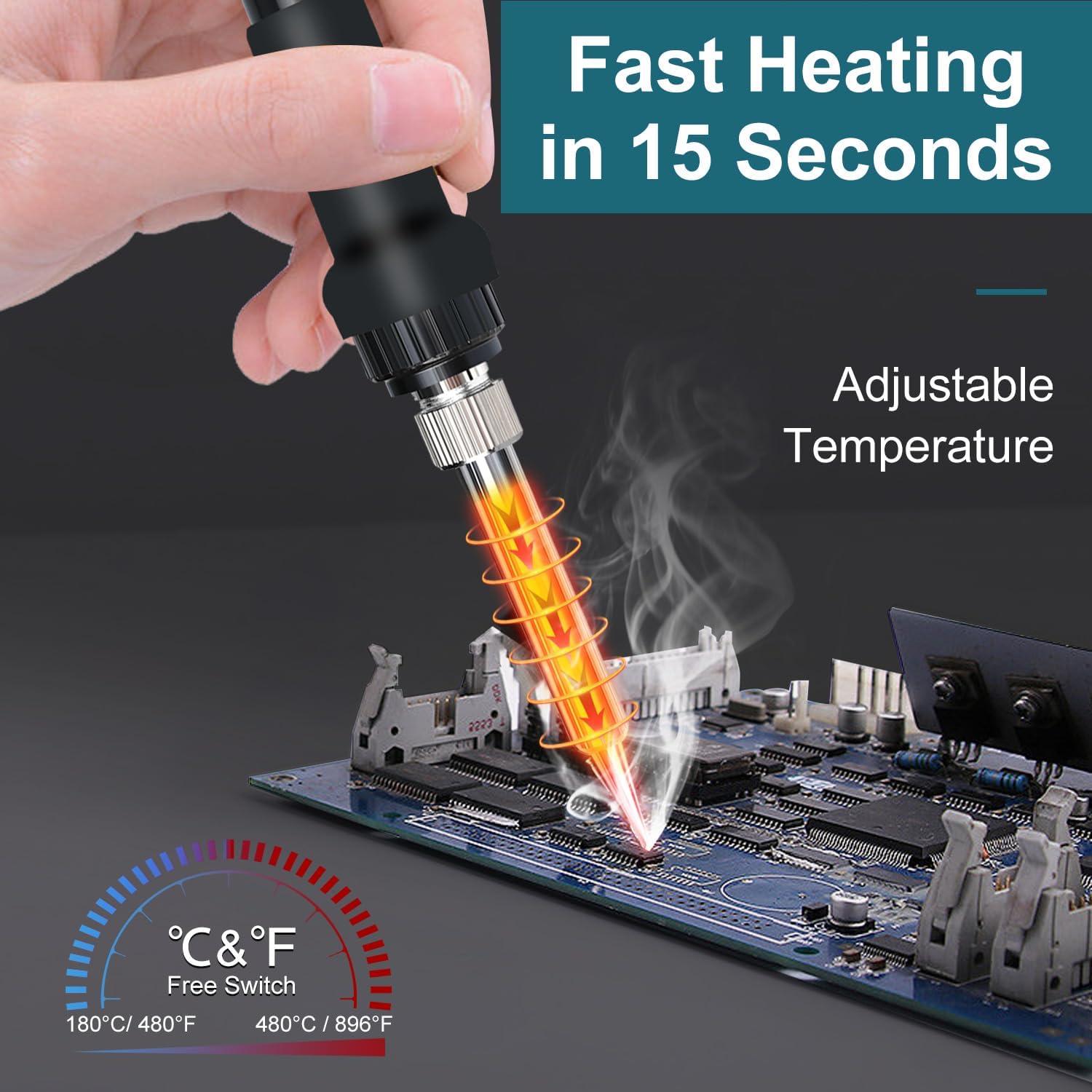 Soldador a Batería Edtran 60W LCD 18V Portátil Ajustable