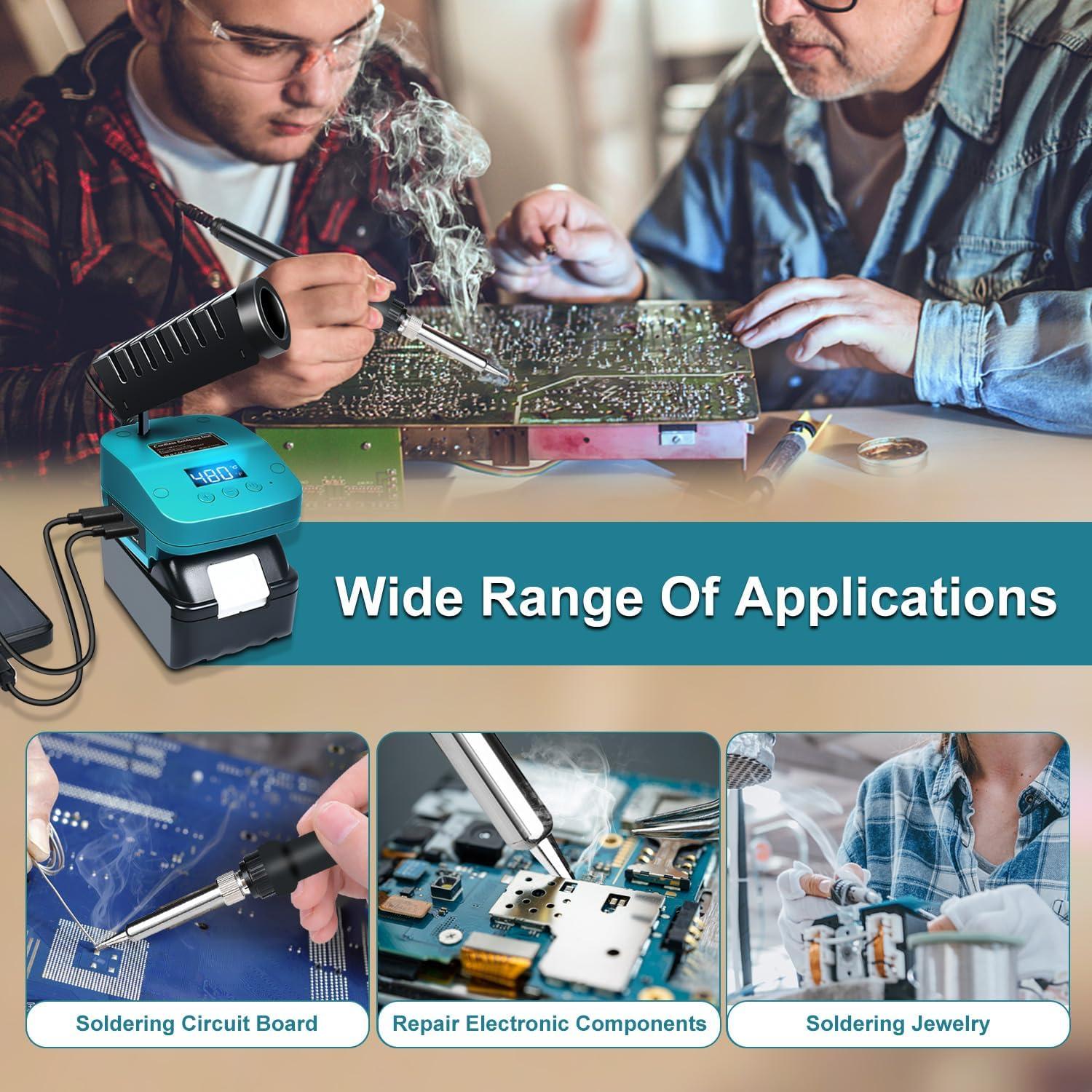 Soldador a Batería Edtran 60W LCD 18V Portátil Ajustable