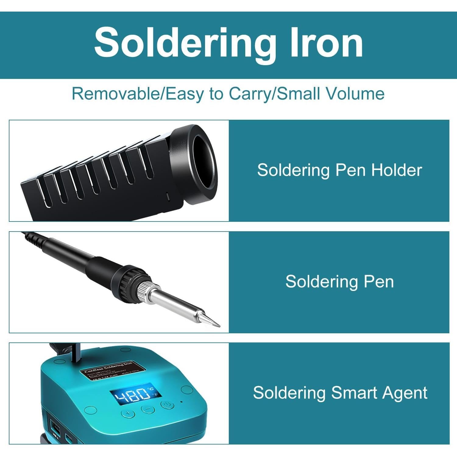 Soldador a Batería Edtran 60W LCD 18V Portátil Ajustable