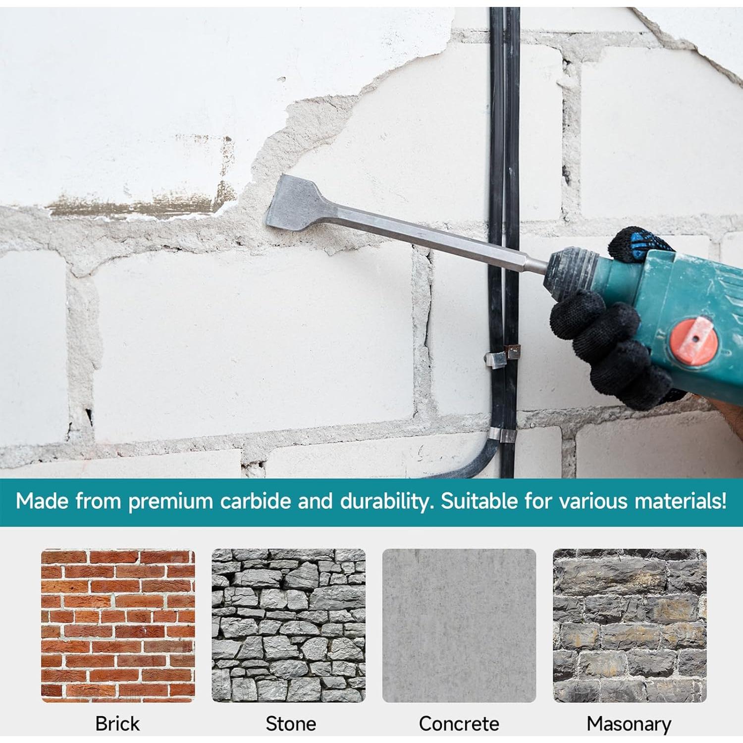 Juego de 6 Cinceles SDS-Plus YOSIGHT para Martillo Rotativo