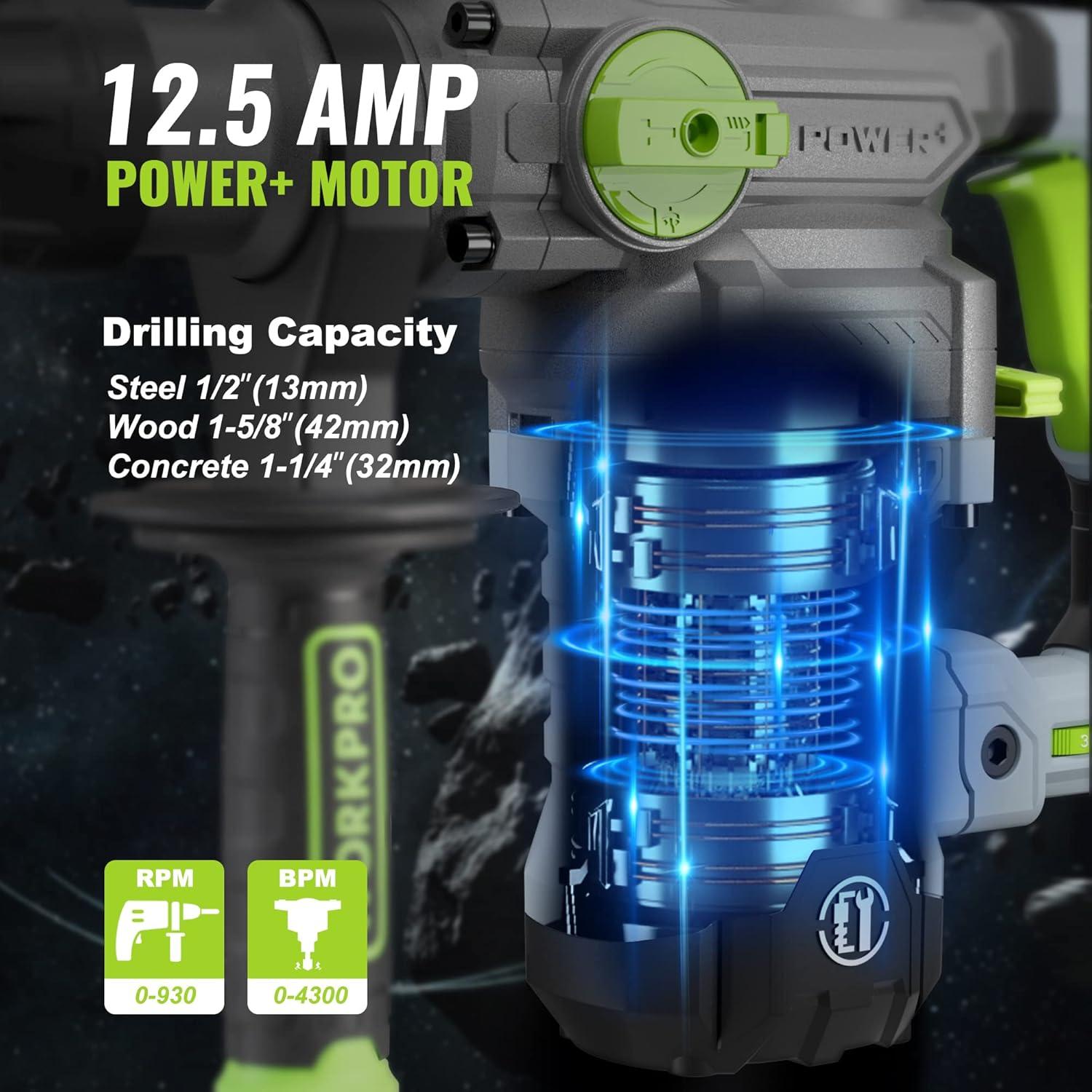 Martillo Rotativo WORKPRO 12.5AMP SDS-Plus 8.20kg