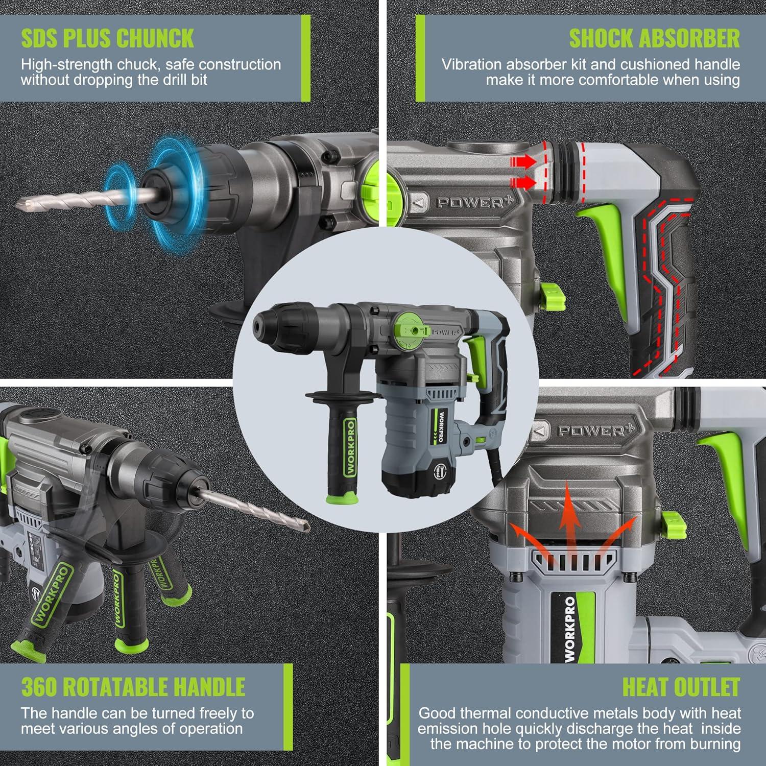 Martillo Rotativo WORKPRO 12.5AMP SDS-Plus 8.20kg