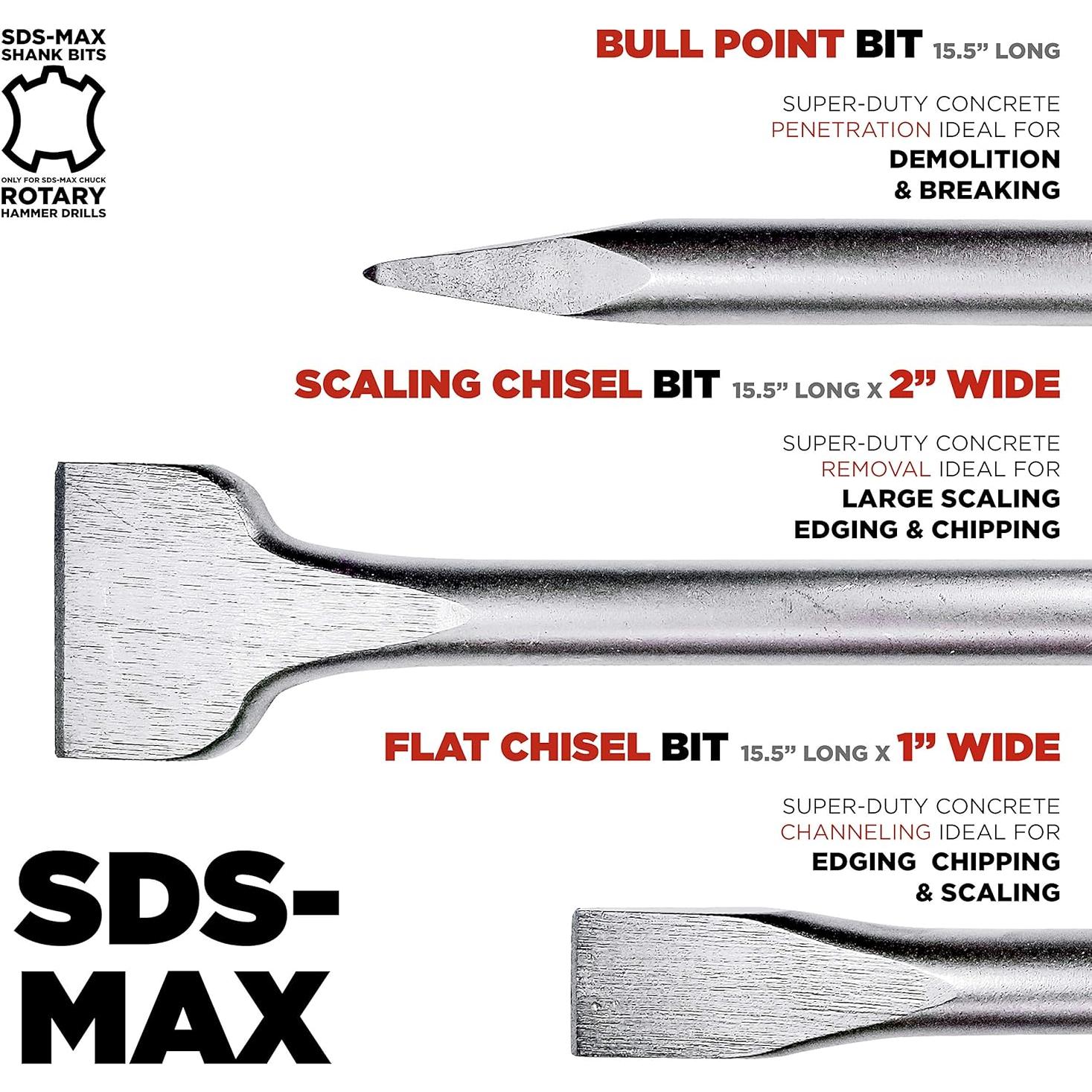 Juego de Puntas y Cinceles SDS-Max Makita 3 Piezas