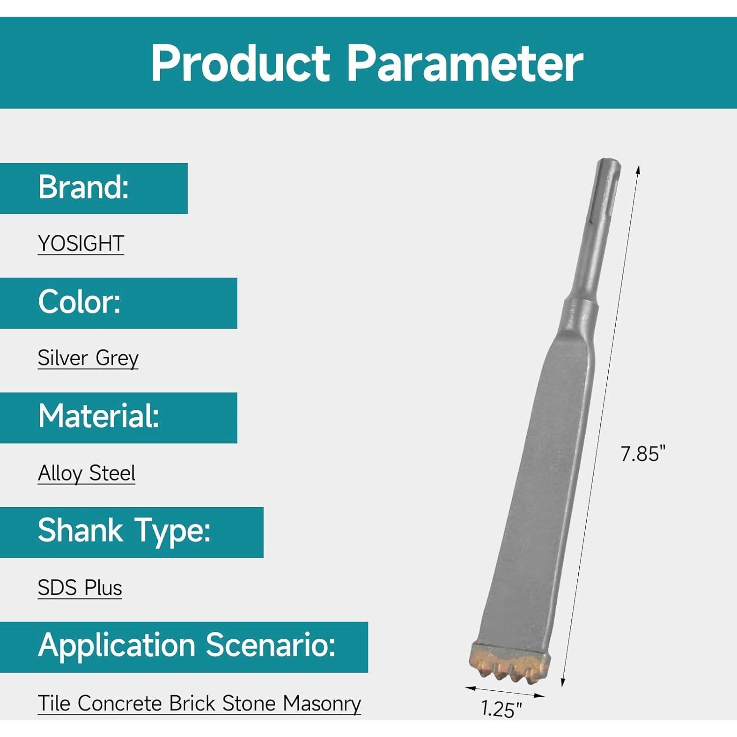 Cincel Plano Cuatro Dientes YOSIGHT 19,69 cm Acero Aleado