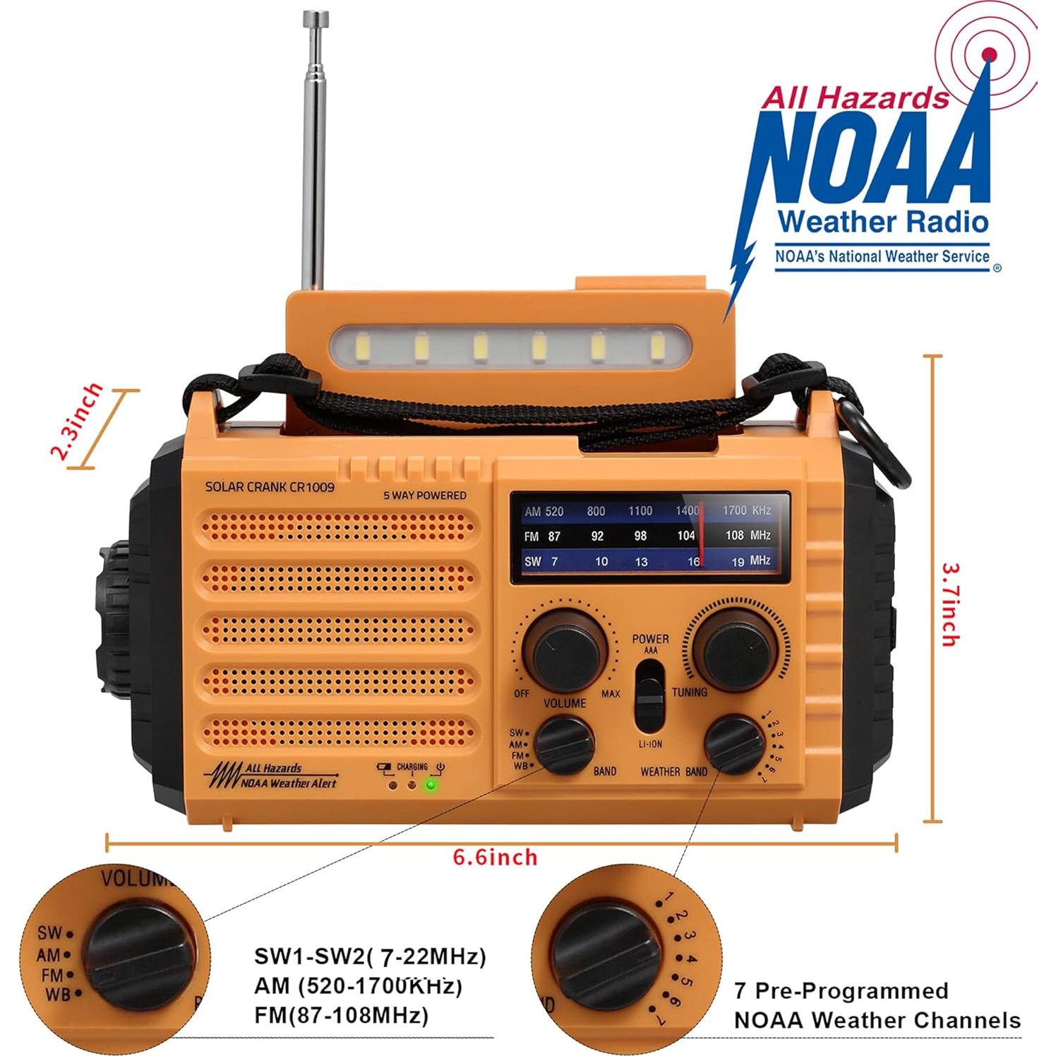 Radio Meteorológica 5000 Mesqool AM/FM Solar Manivela