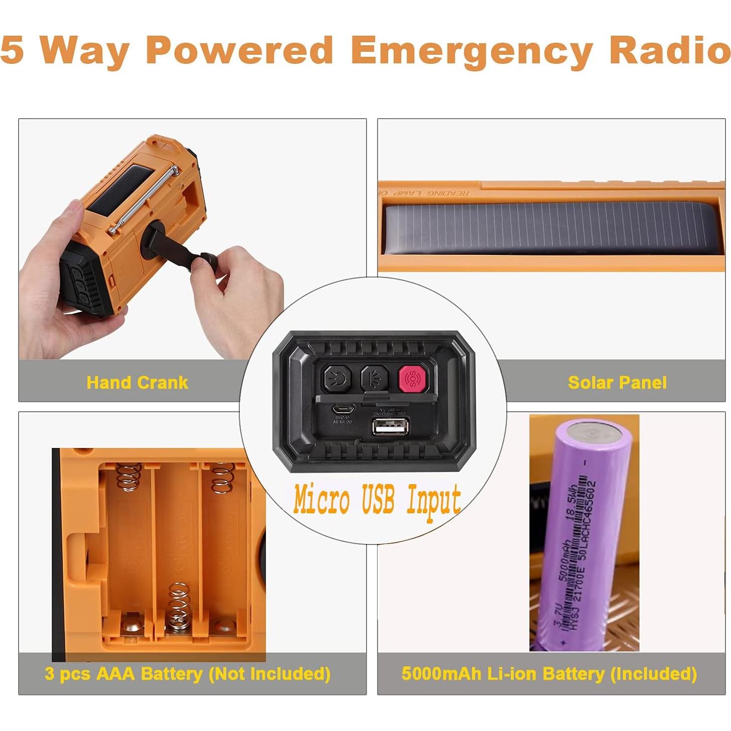 Radio Meteorológica 5000 Mesqool AM/FM Solar Manivela