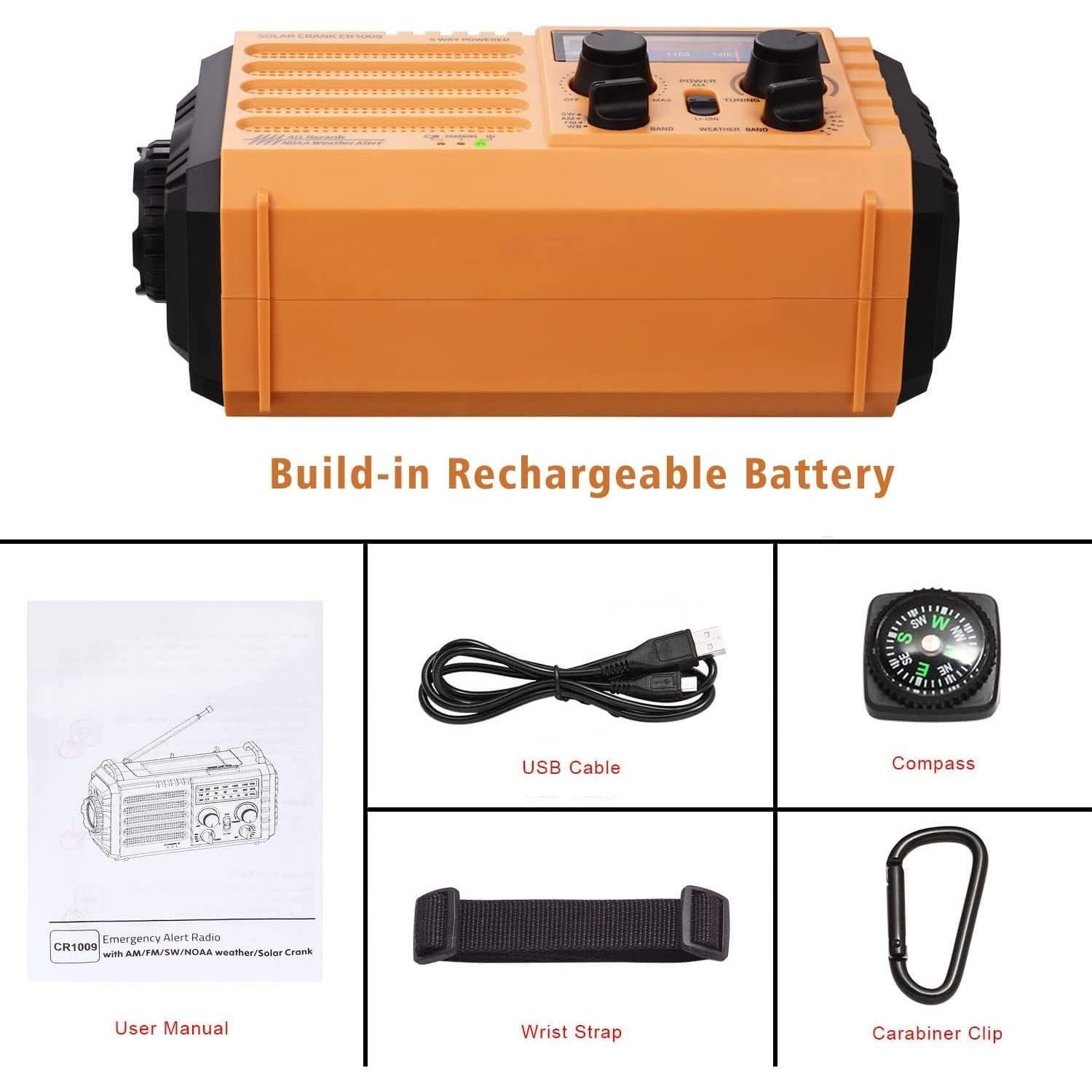 Radio Meteorológica 5000 Mesqool AM/FM Solar Manivela