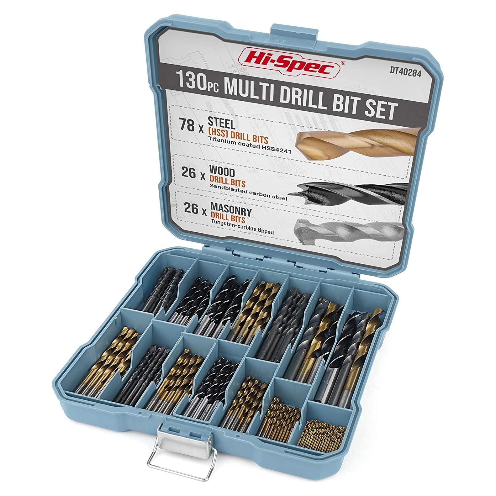 Juego de Brocas Hi-Spec 130pc 11 Tamaños 1.59mm a 9.53mm