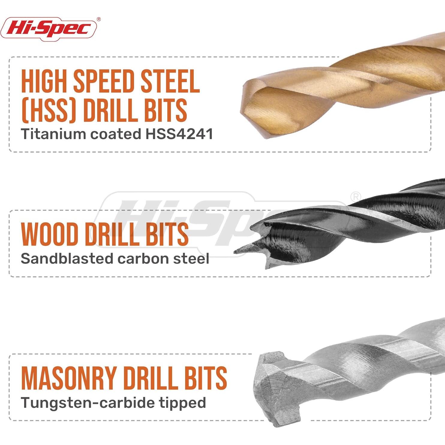 Juego de Brocas Hi-Spec 130pc 11 Tamaños 1.59mm a 9.53mm