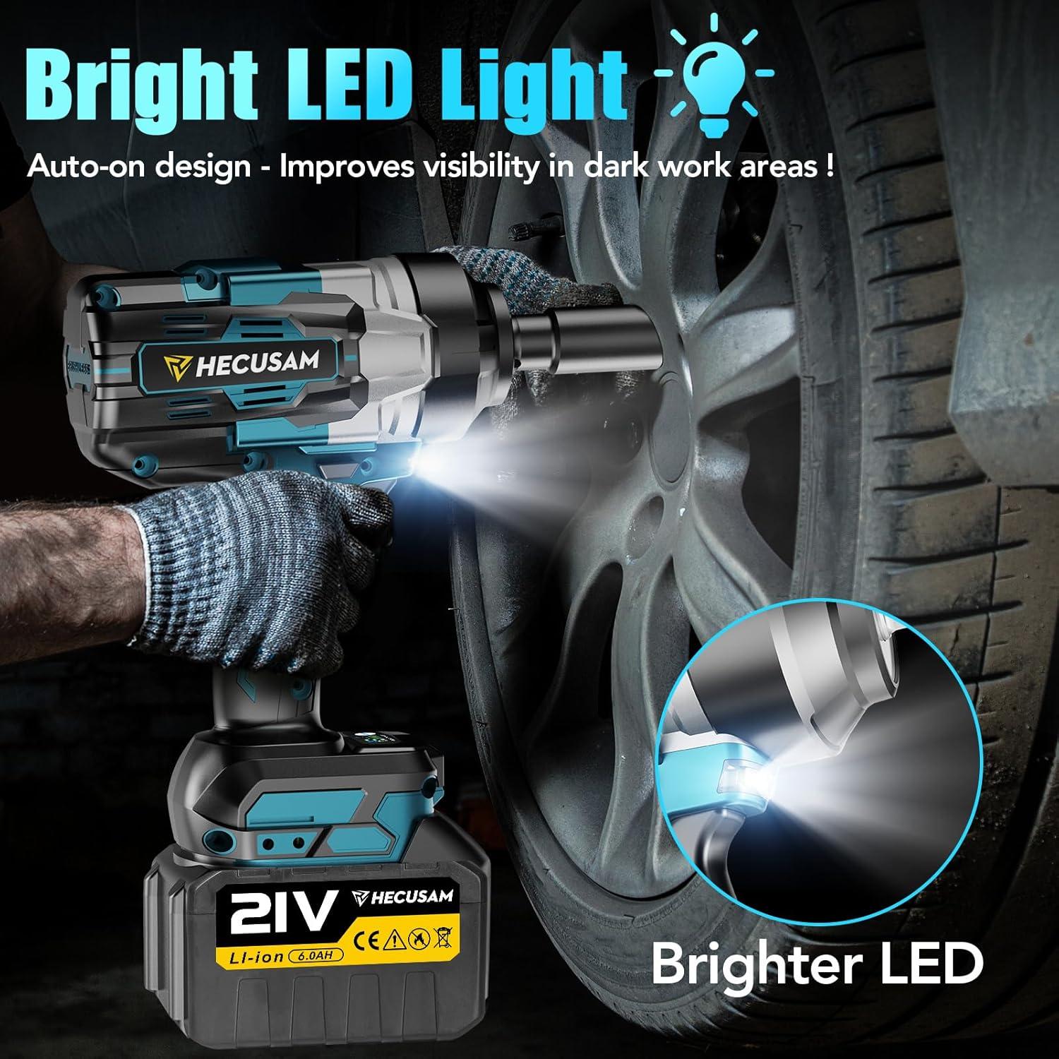 Llave de Impacto Inalámbrica HECUSAM 2100N, 2 Baterías 6.0Ah