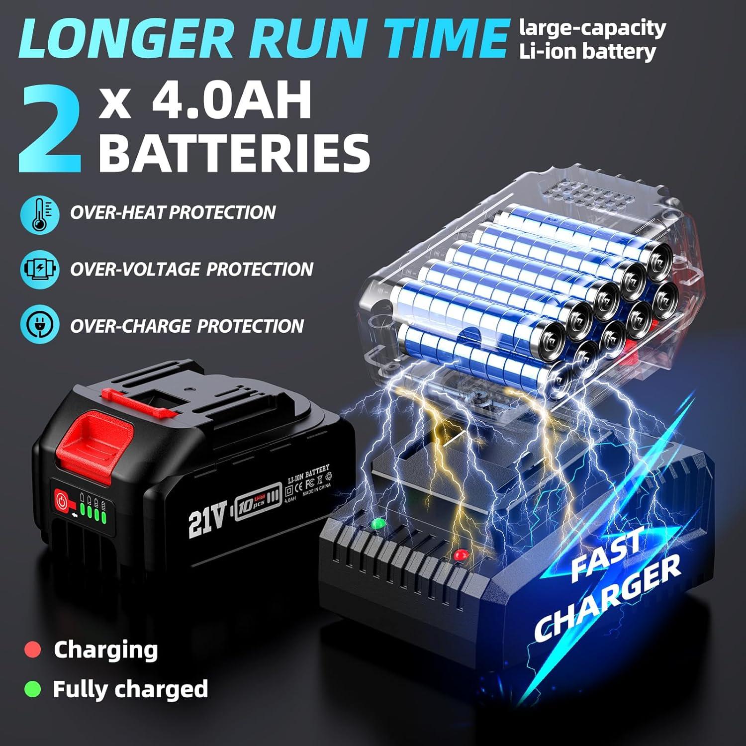 Llave de impacto Uaoaii IW800 1000N.m 2 Baterías 4.0Ah