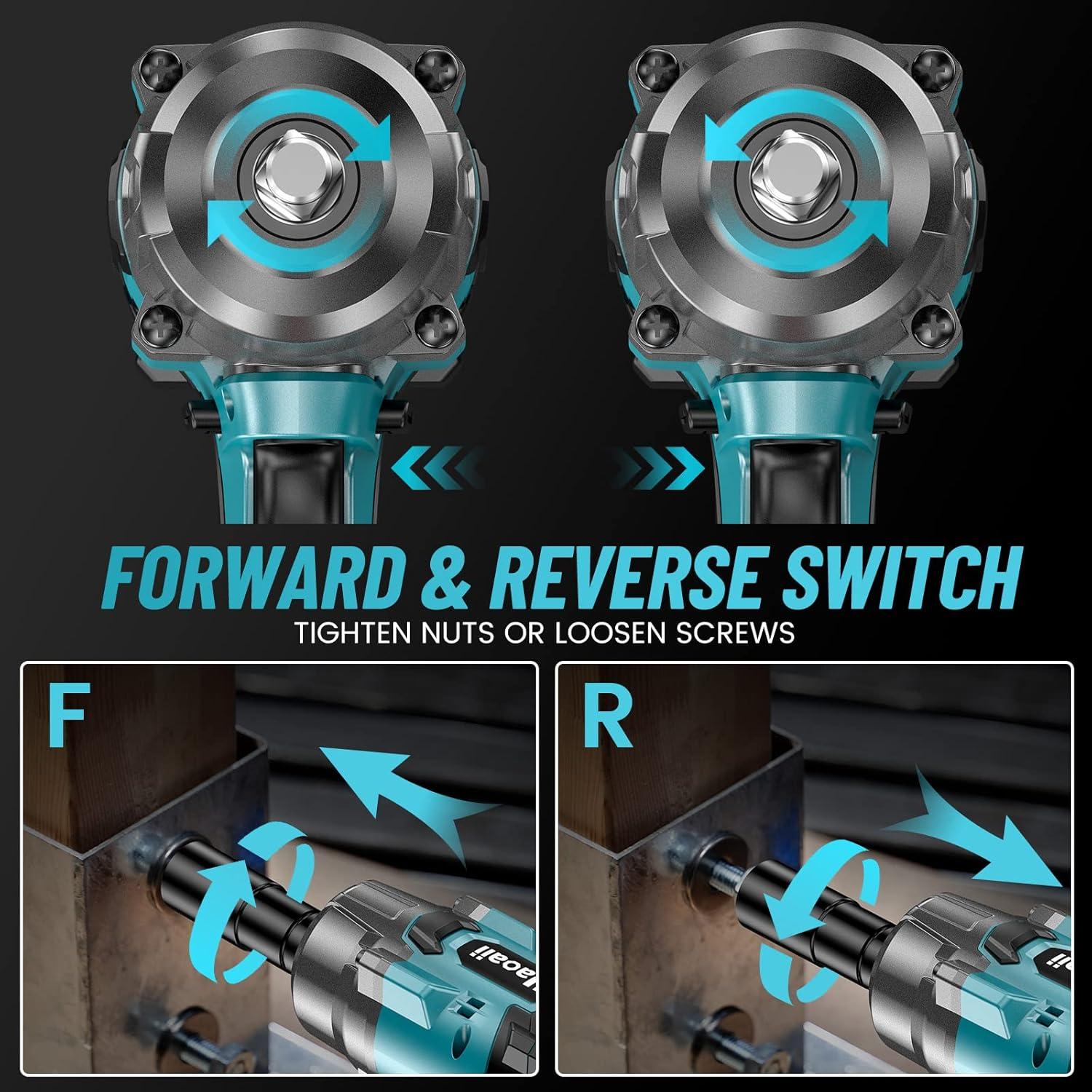 Llave de impacto Uaoaii IW800 1000N.m 2 Baterías 4.0Ah