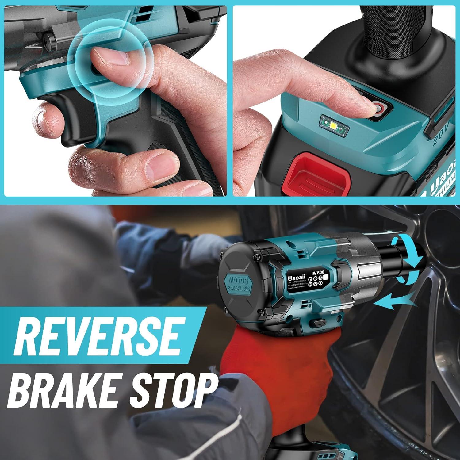 Llave de impacto Uaoaii IW800 1000N.m 2 Baterías 4.0Ah