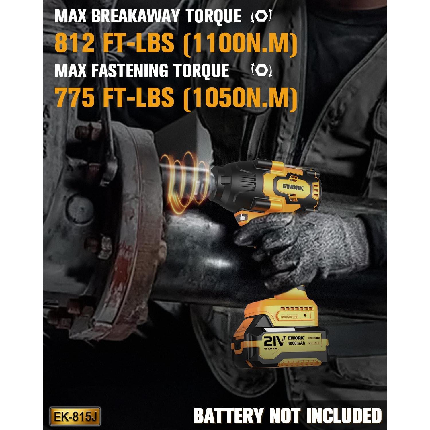 Llave de Impacto Inalámbrica EWORK 21V 1/2" 1055,5 Nm