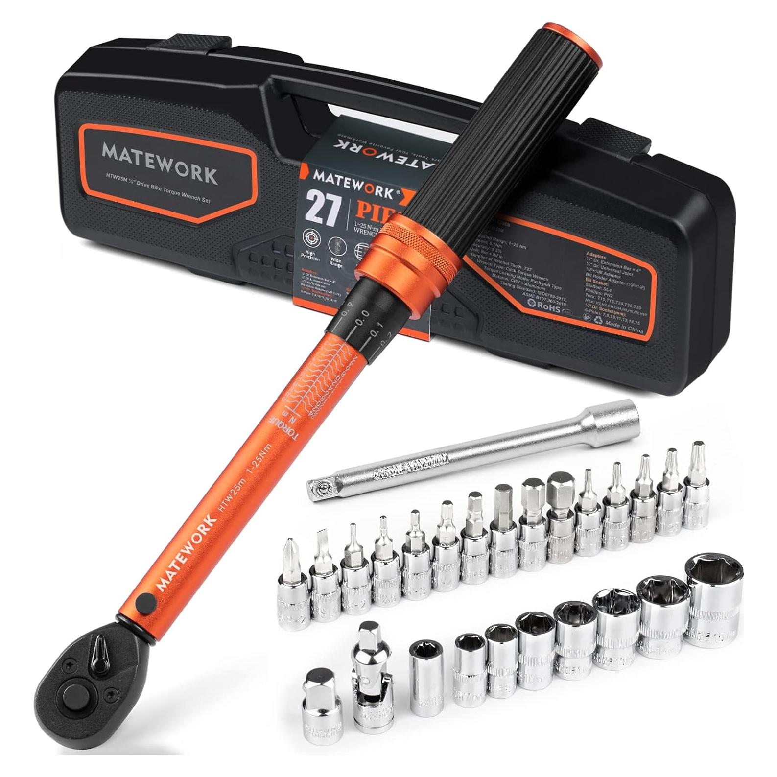 Llave de Torque Matework 1/4'' 27PCS 1-25Nm Alta Precisión