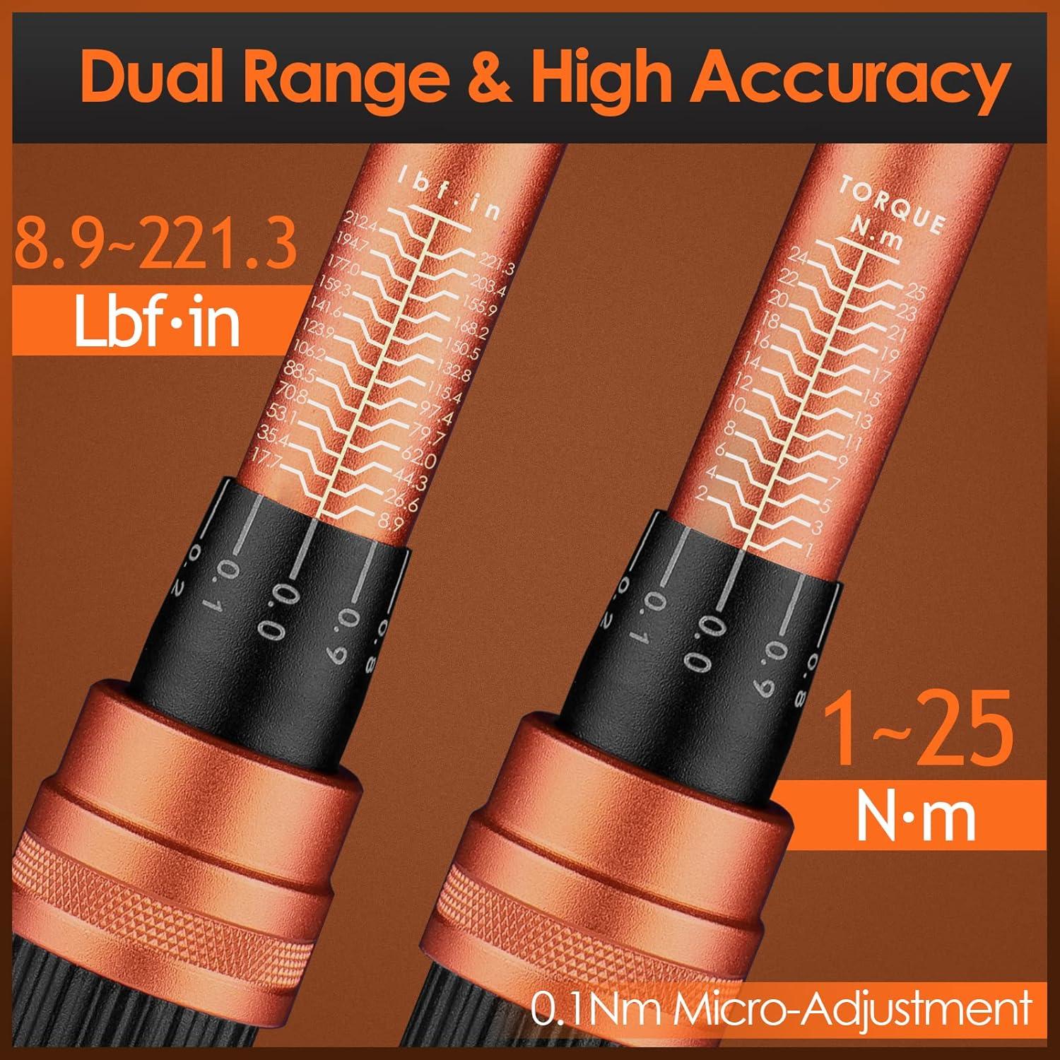 Llave de Torque Matework 1/4'' 27PCS 1-25Nm Alta Precisión