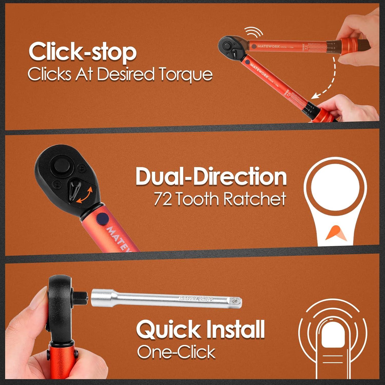 Llave de Torque Matework 1/4'' 27PCS 1-25Nm Alta Precisión