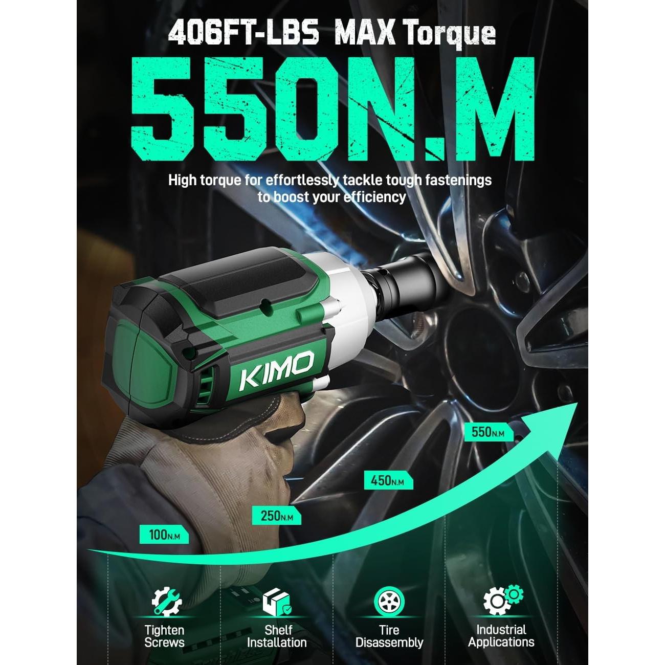 Llave de Impacto Inalámbrica KIMO 1/2" 550N.m 3000RPM