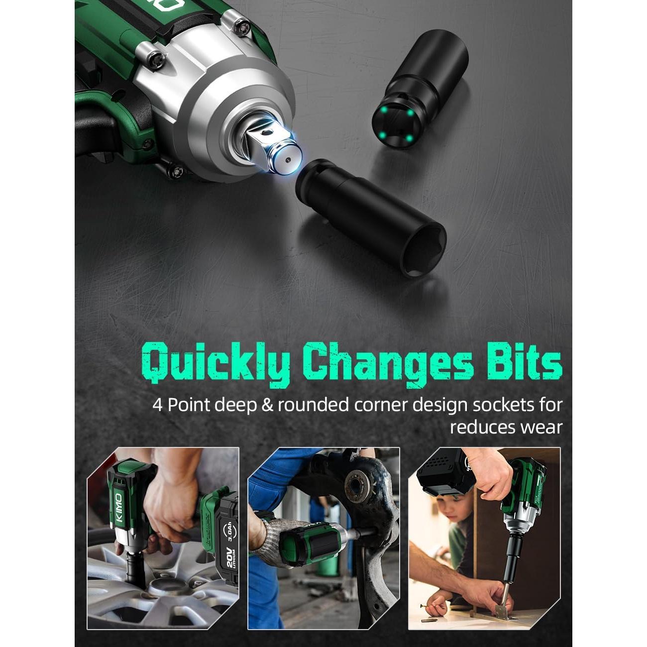 Llave de Impacto Inalámbrica KIMO 1/2" 550N.m 3000RPM