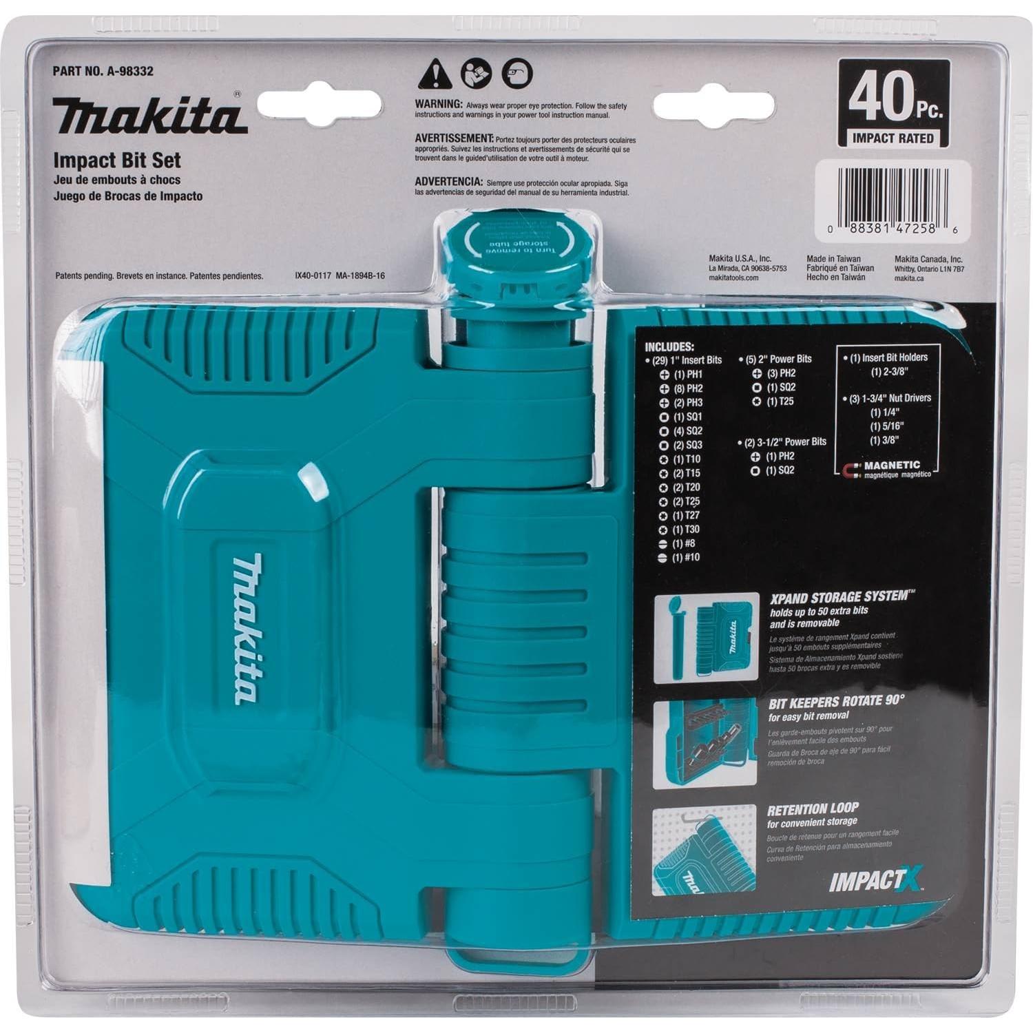 Juego de 40 Puntas para Destornillador Makita A-98332