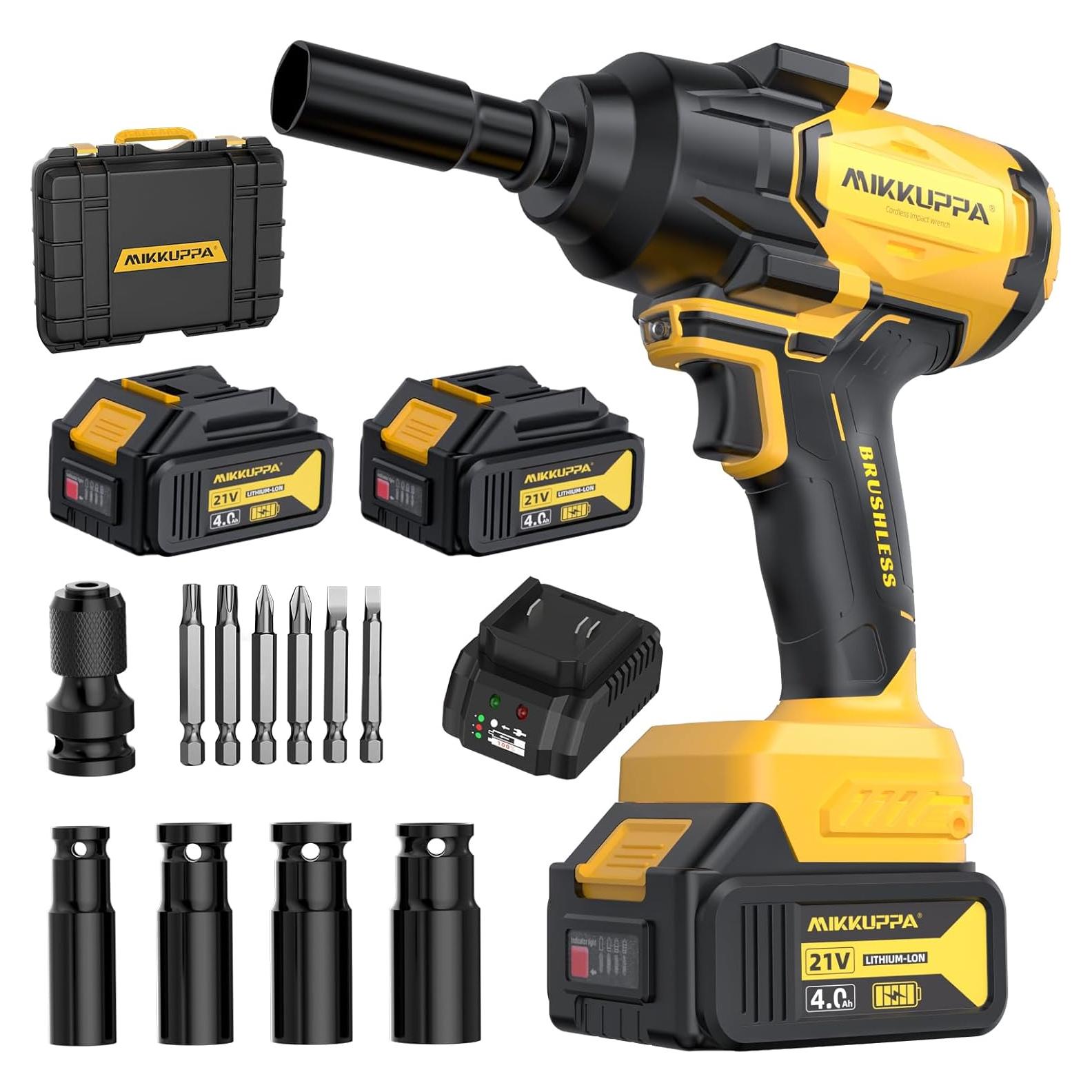 Llave de Impacto Inalámbrica MIKKUPPA 800N.m 1/2 con Baterías