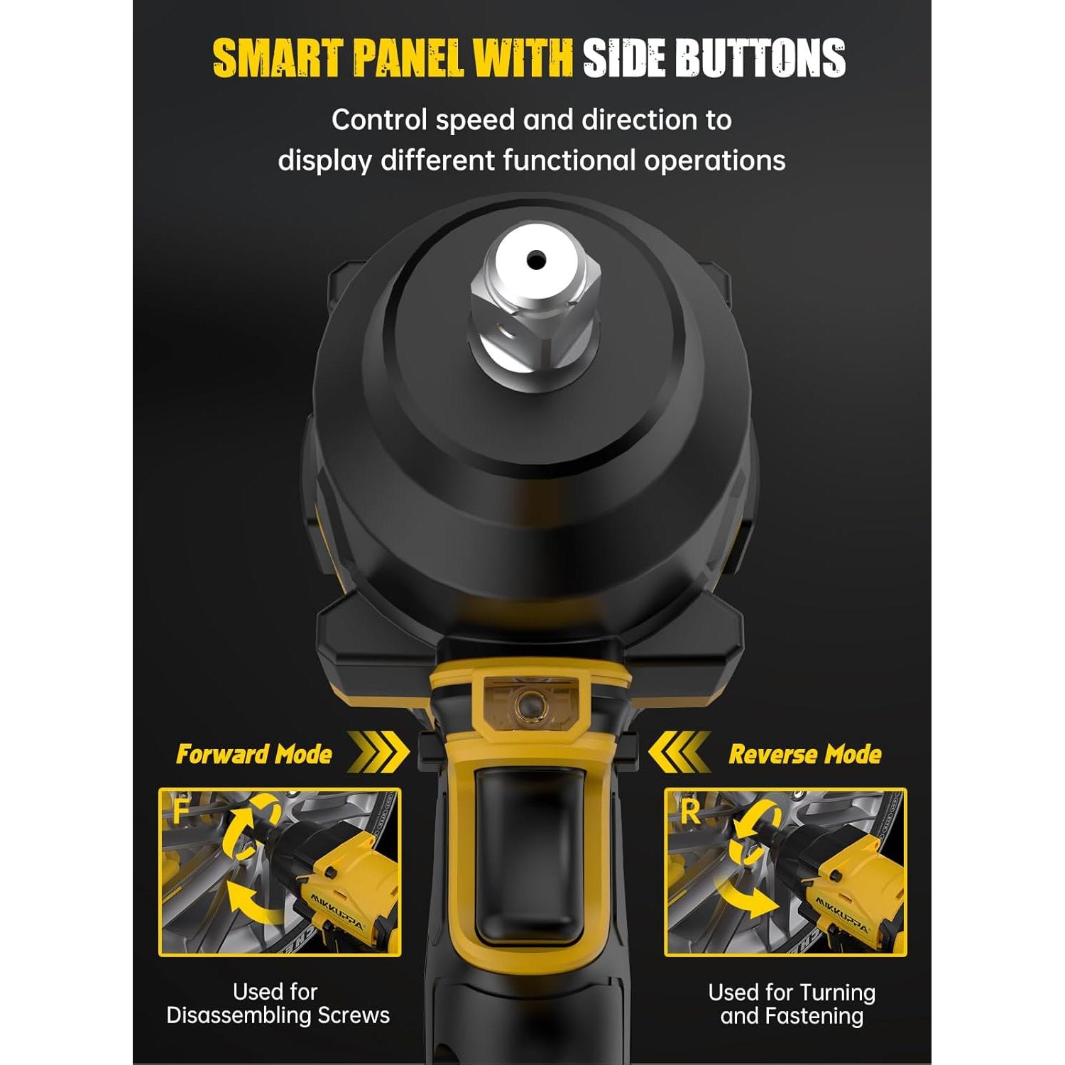 Llave de Impacto Inalámbrica MIKKUPPA 800N.m 1/2 con Baterías