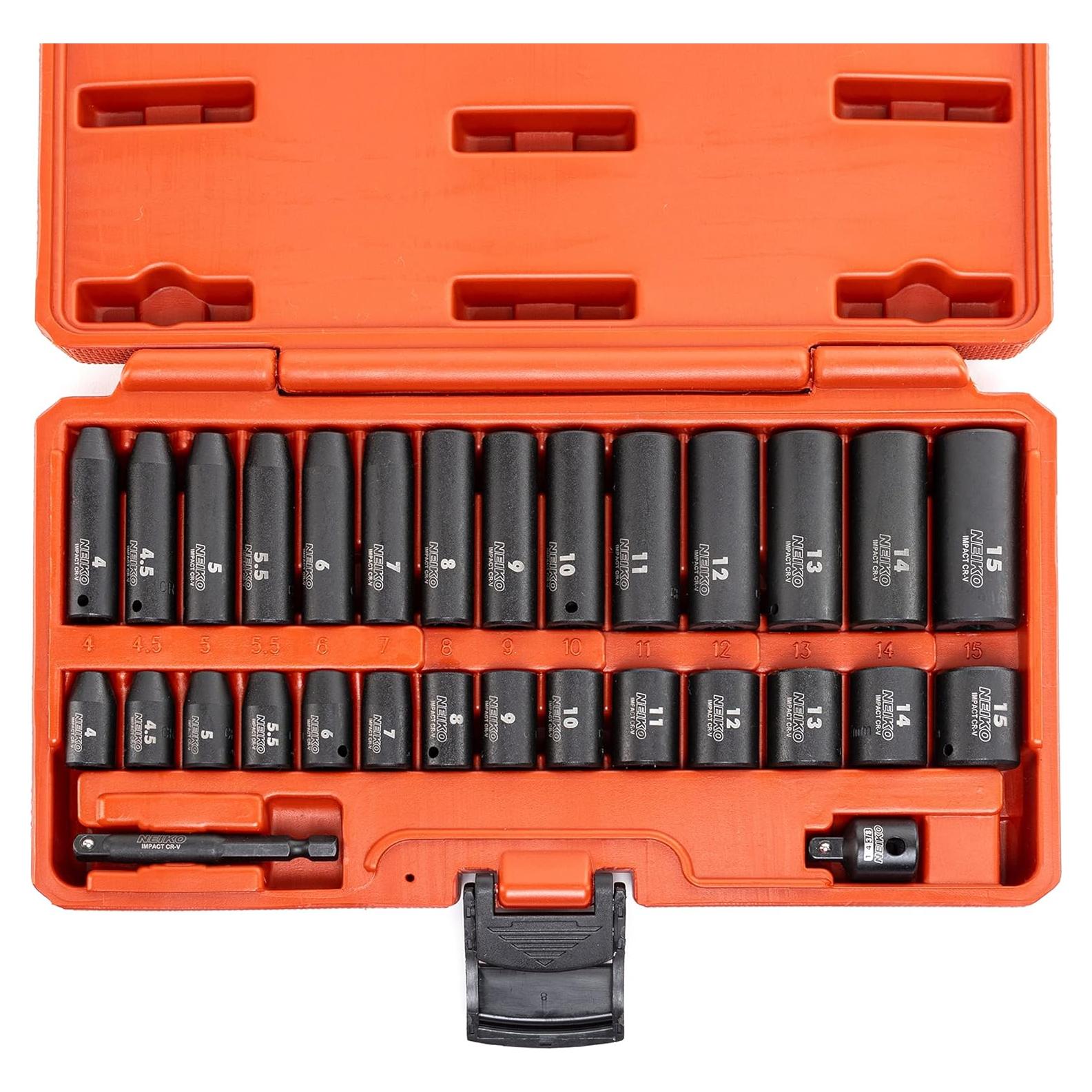 Juego de Enchufes de Impacto NEIKO 30 Piezas 4-15 mm