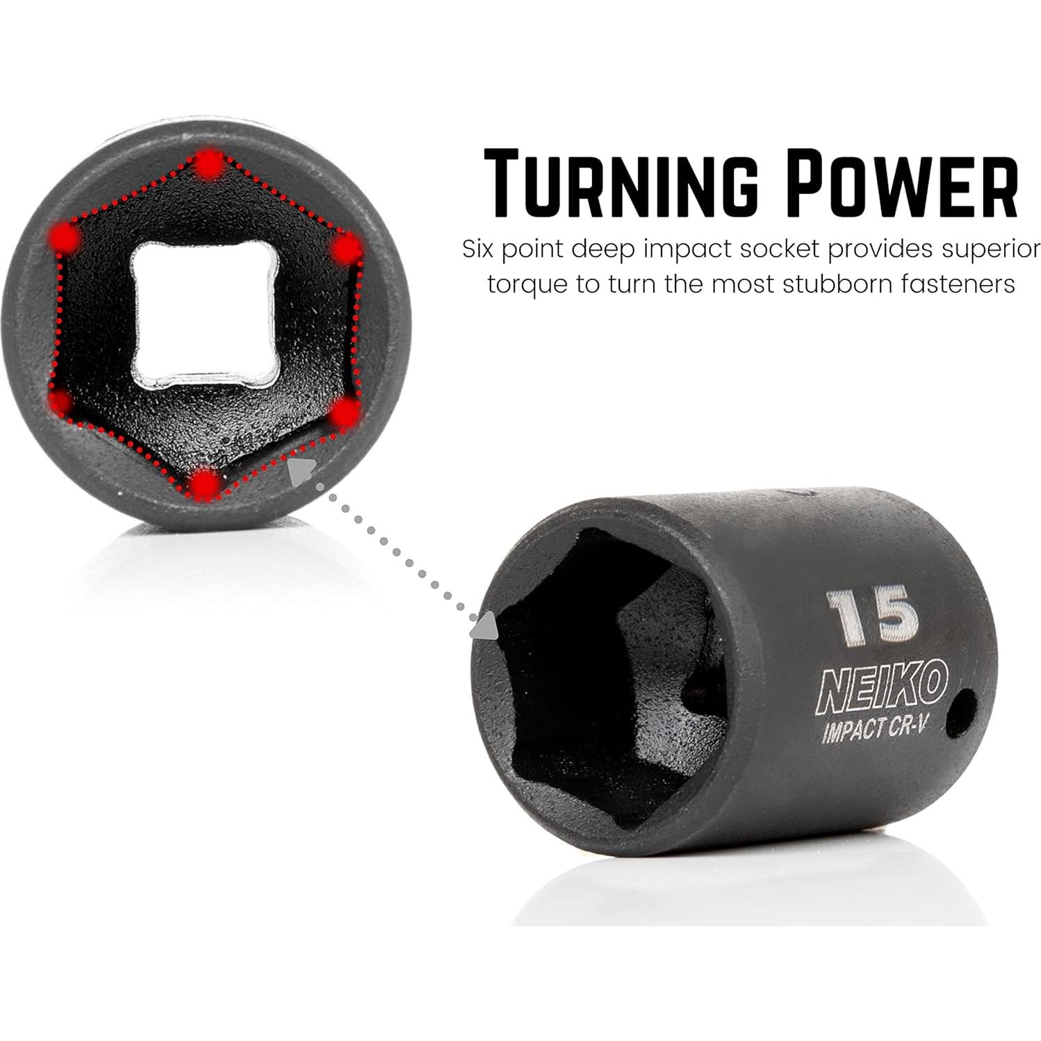 Juego de Enchufes de Impacto NEIKO 30 Piezas 4-15 mm