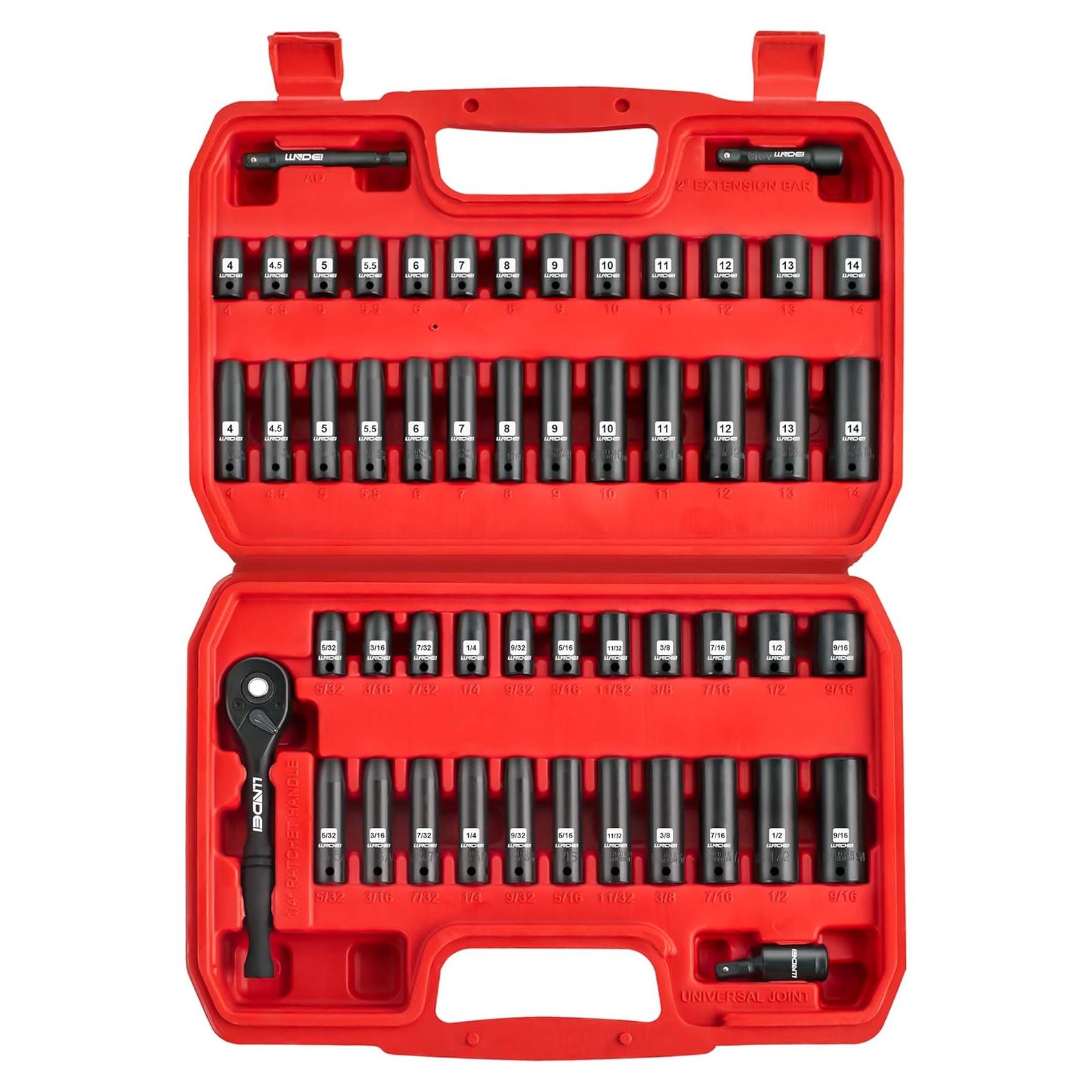 Juego de Enchufes de Impacto LLNDEI 52 Piezas 1/4"