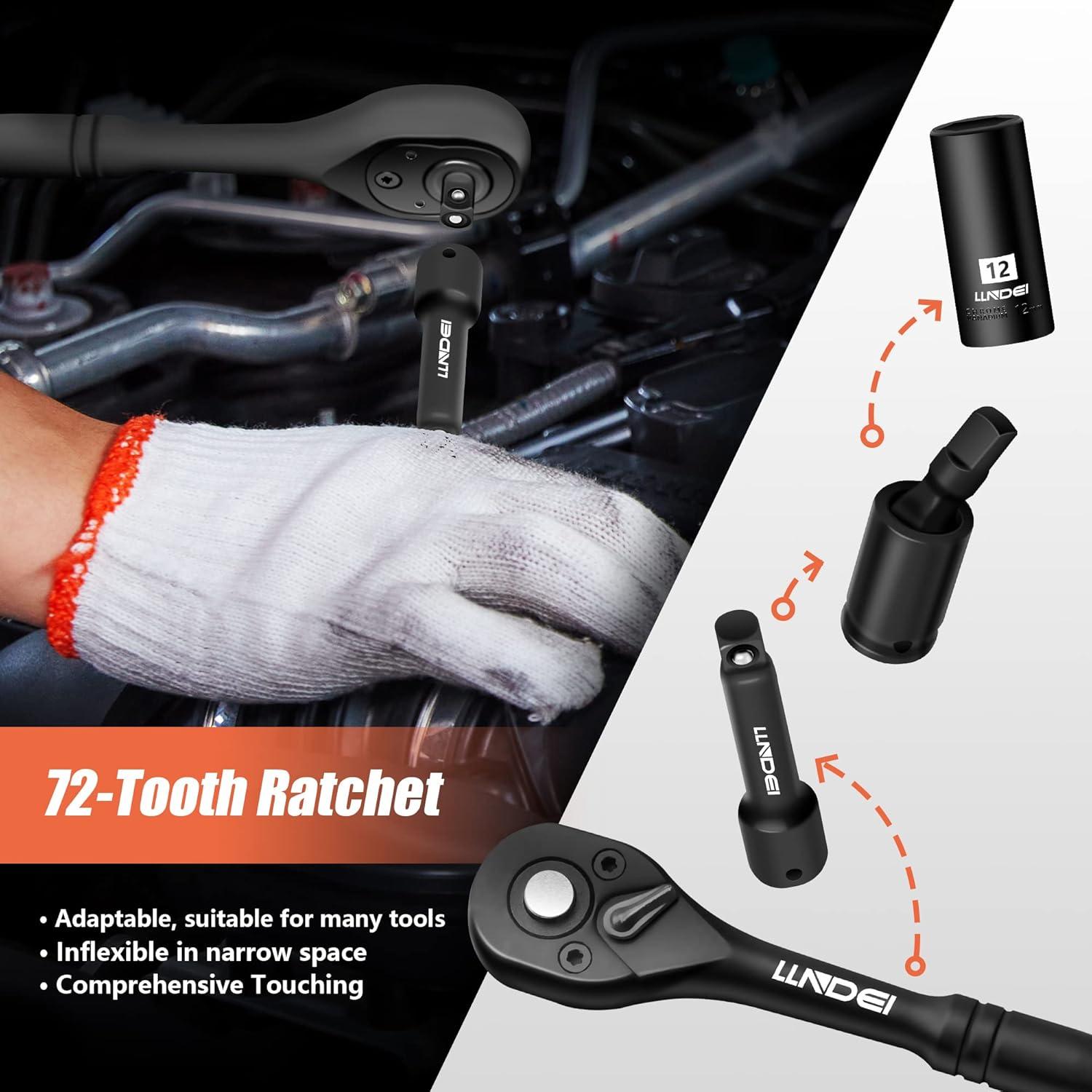 Juego de Enchufes de Impacto LLNDEI 52 Piezas 1/4"