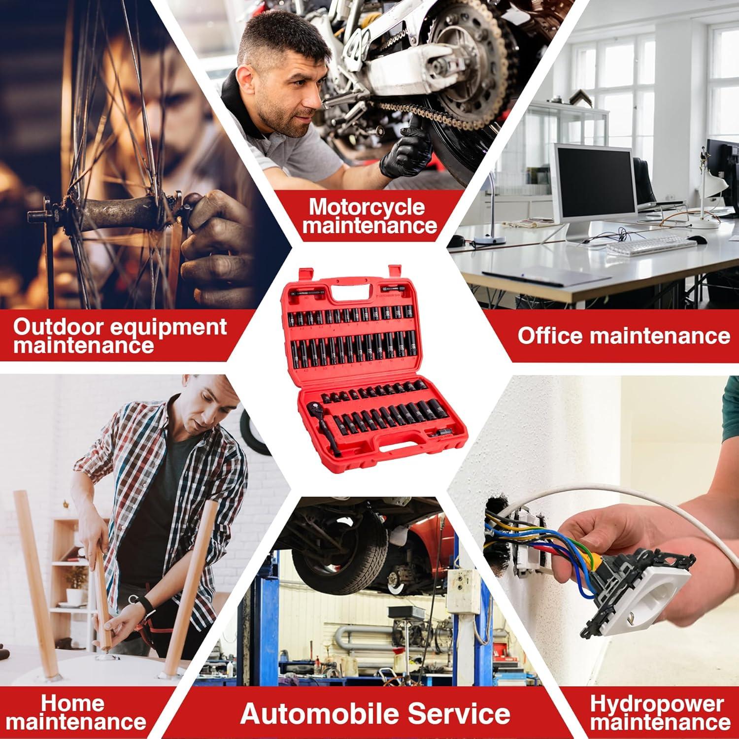 Juego de Enchufes de Impacto LLNDEI 52 Piezas 1/4"