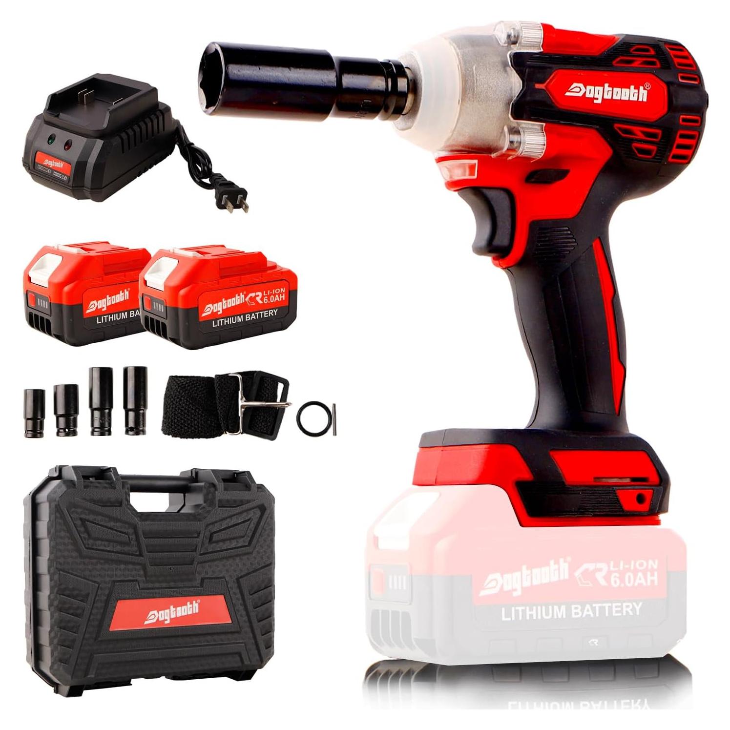 Llave de Impacto Inalámbrica Perro Diente 21V 580 N·m 2 Baterías