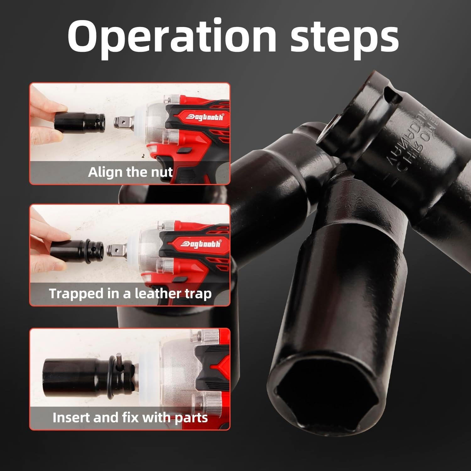 Llave de Impacto Inalámbrica Perro Diente 21V 580 N·m 2 Baterías