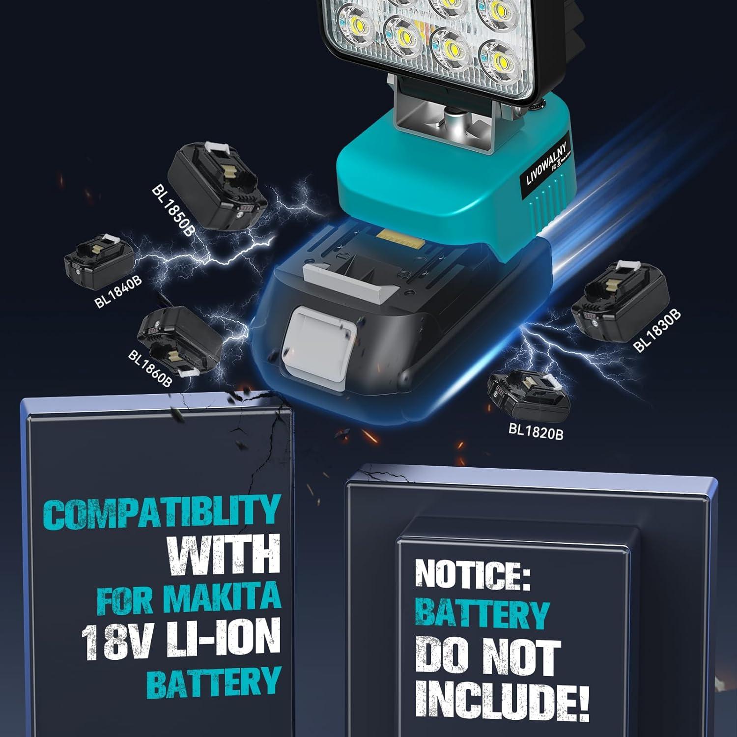 Linterna LED 48W LIVOWALNY para Batería Makita 18V 4800LM