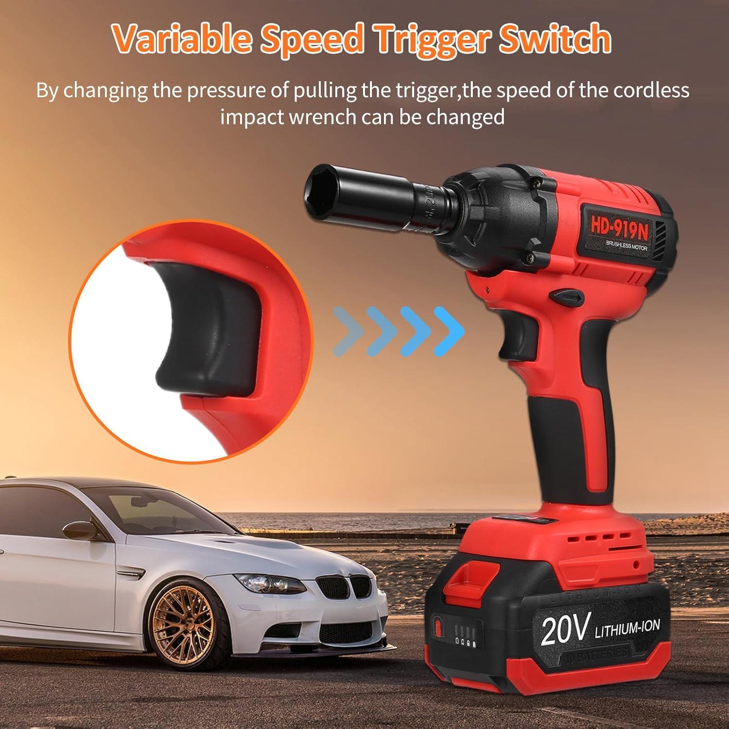 Llave de Impacto Inalámbrica Lepmerk 1/2" 430N.m con Batería