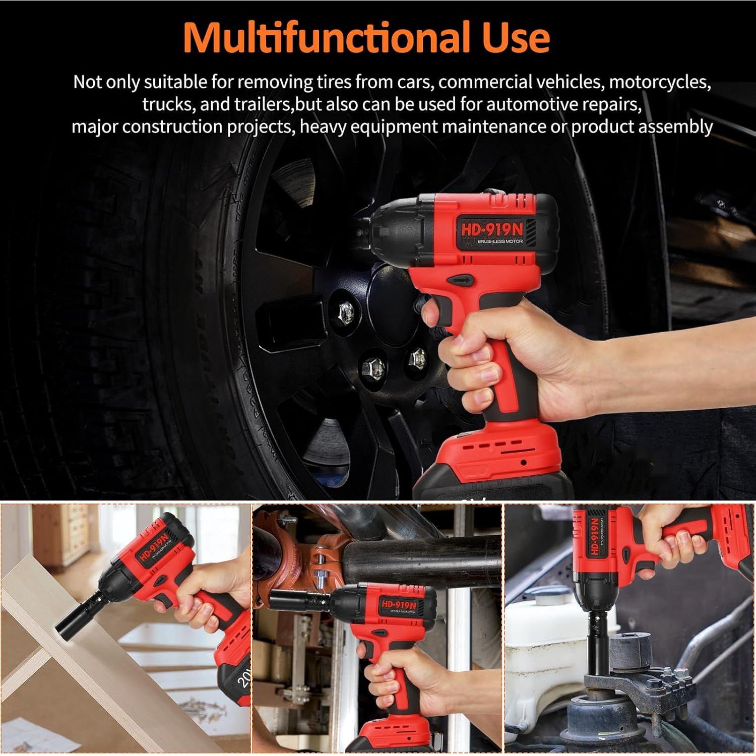 Llave de Impacto Inalámbrica Lepmerk 1/2" 430N.m con Batería