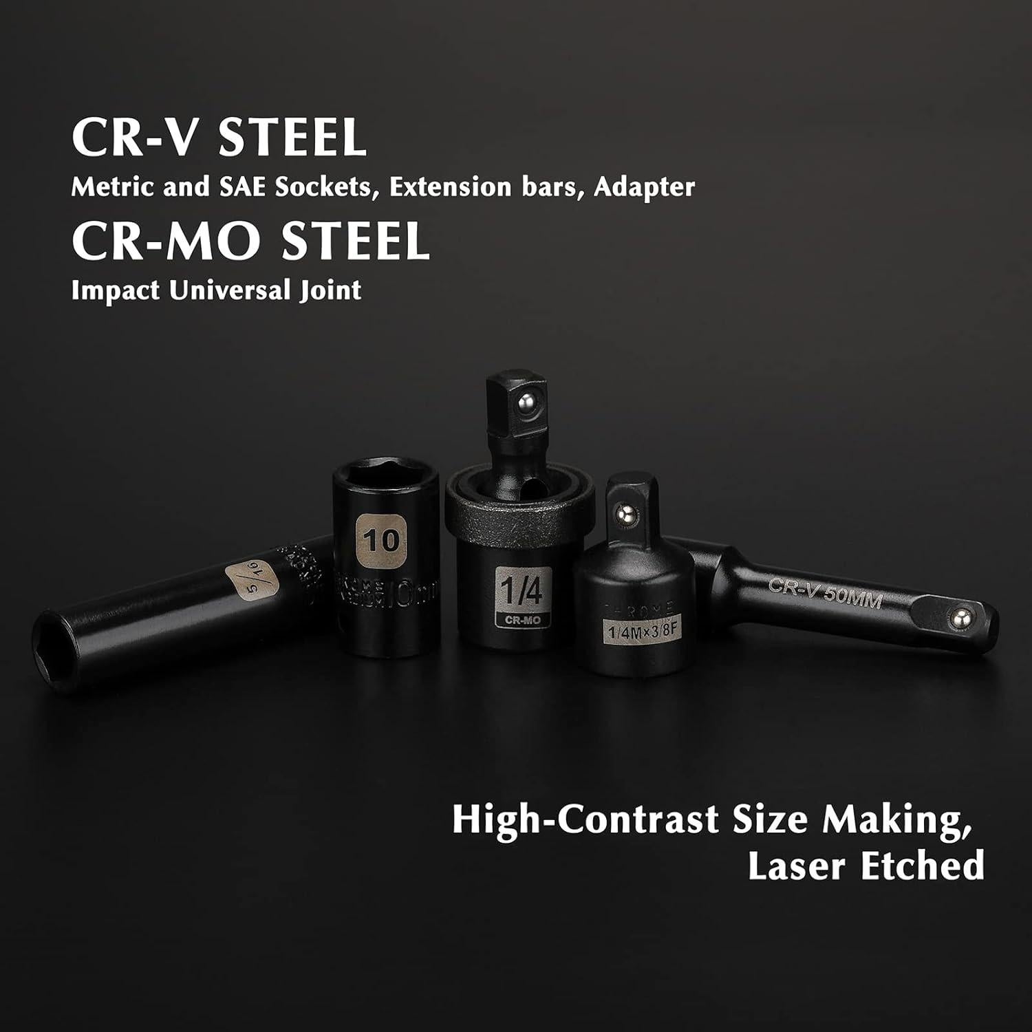 Juego de Enchufes de Impacto EMENTOL 55 Piezas 1/4"