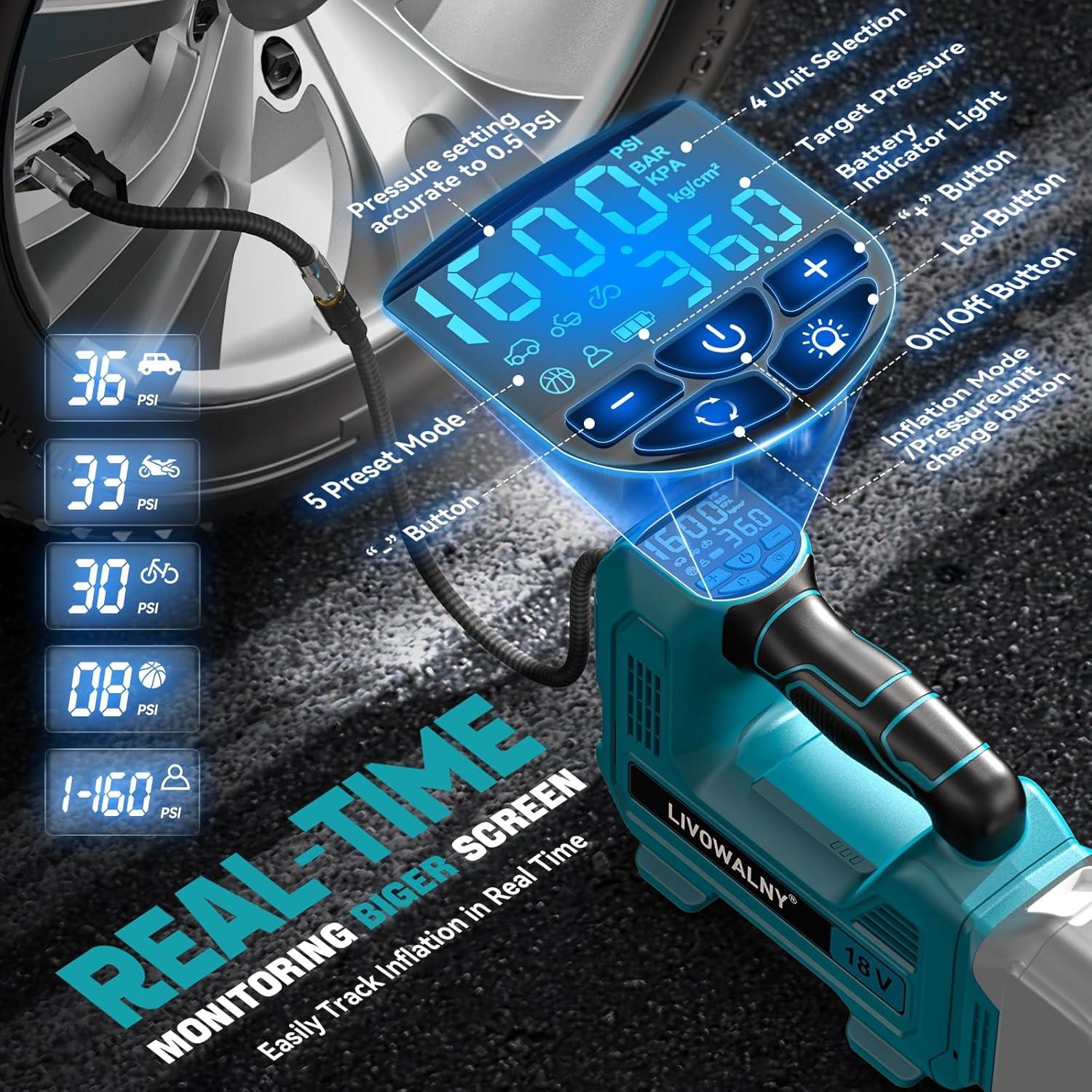 Compresor de Aire LIVOWALNY 160 PSI Batería Makita 18V