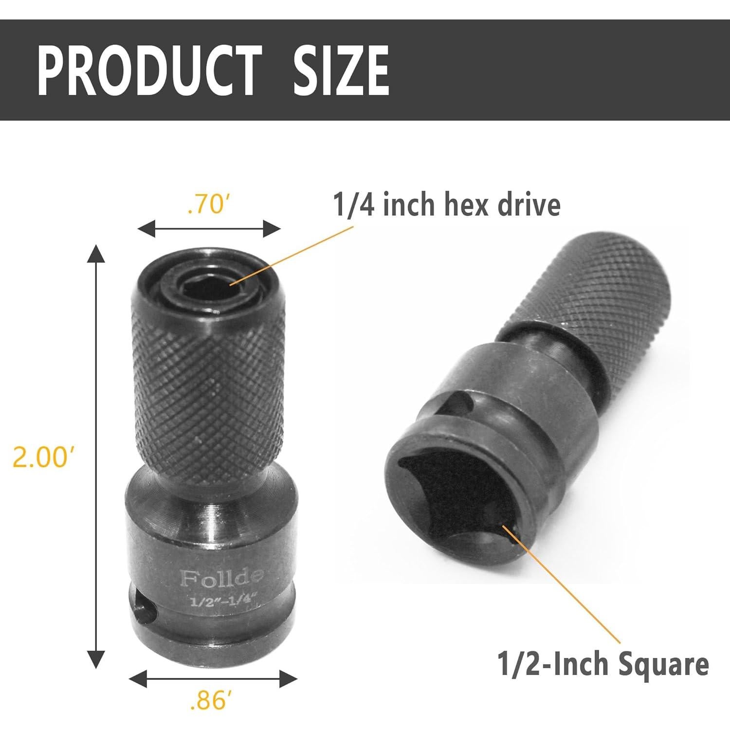 Adaptador de Impacto 1/2" a 1/4" CHNPLUM Cr-Mo - 2 Piezas