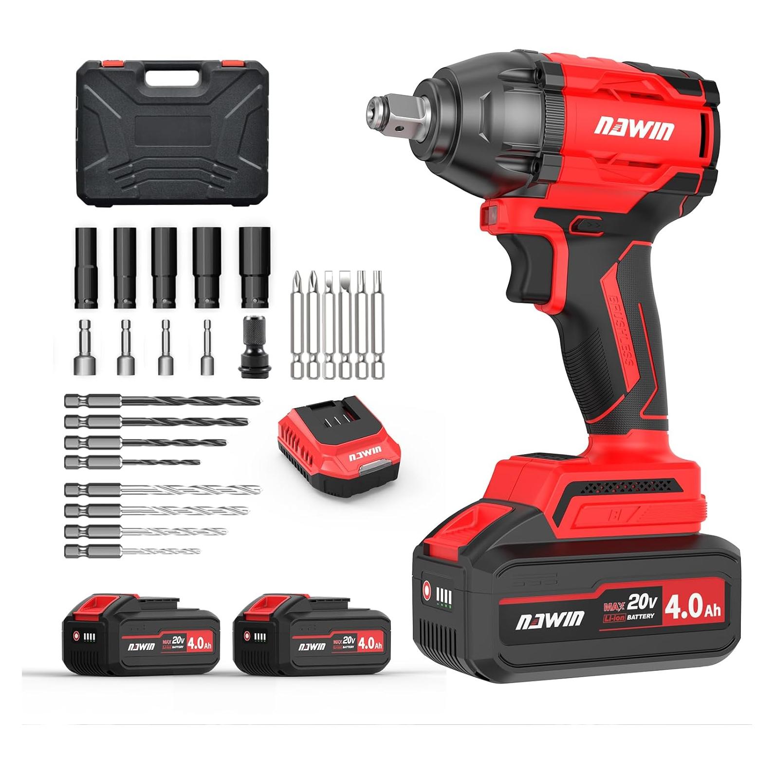 Llave de impacto inalámbrica NAWIN 350Nm 20V con 2 baterías